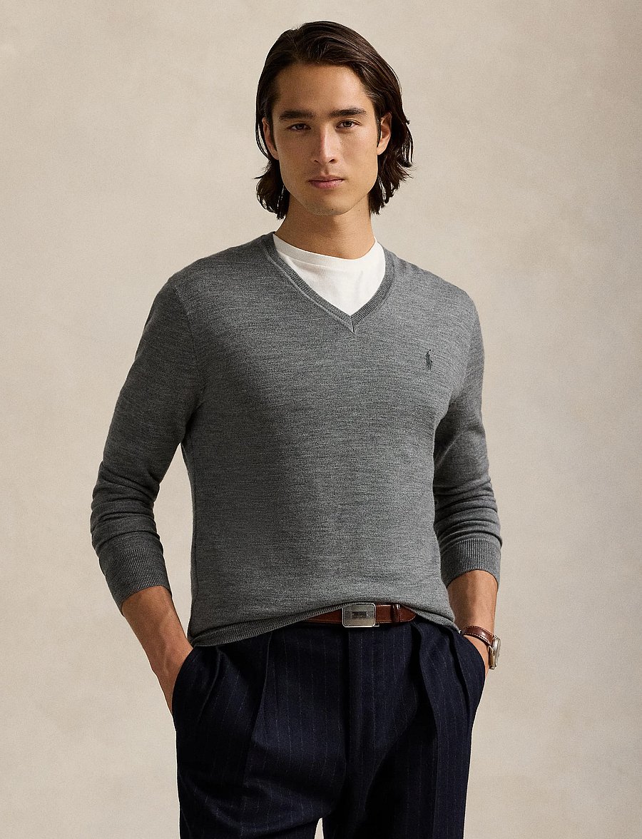 Polo Ralph Lauren - Slim Fit Washable Wool V-Neck Sweater - v-ausschnitt - fawn grey heather - 3