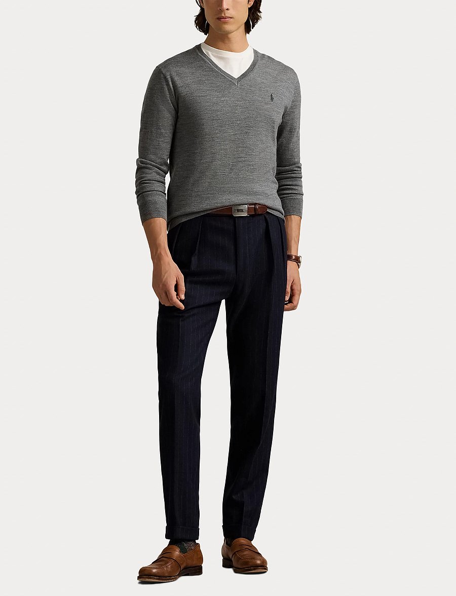 Polo Ralph Lauren - Slim Fit Washable Wool V-Neck Sweater - v-ausschnitt - fawn grey heather - 4