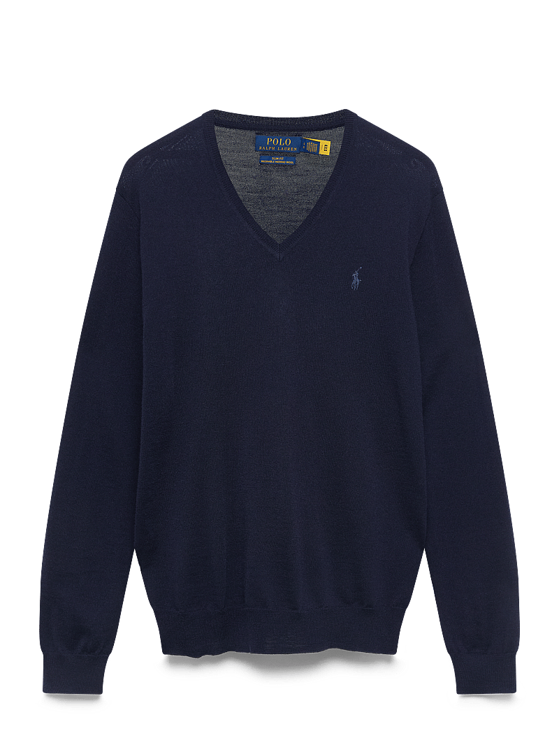 Polo Ralph Lauren - Slim Fit Washable Wool V-Neck Sweater - v-hals - hunter navy - 2
