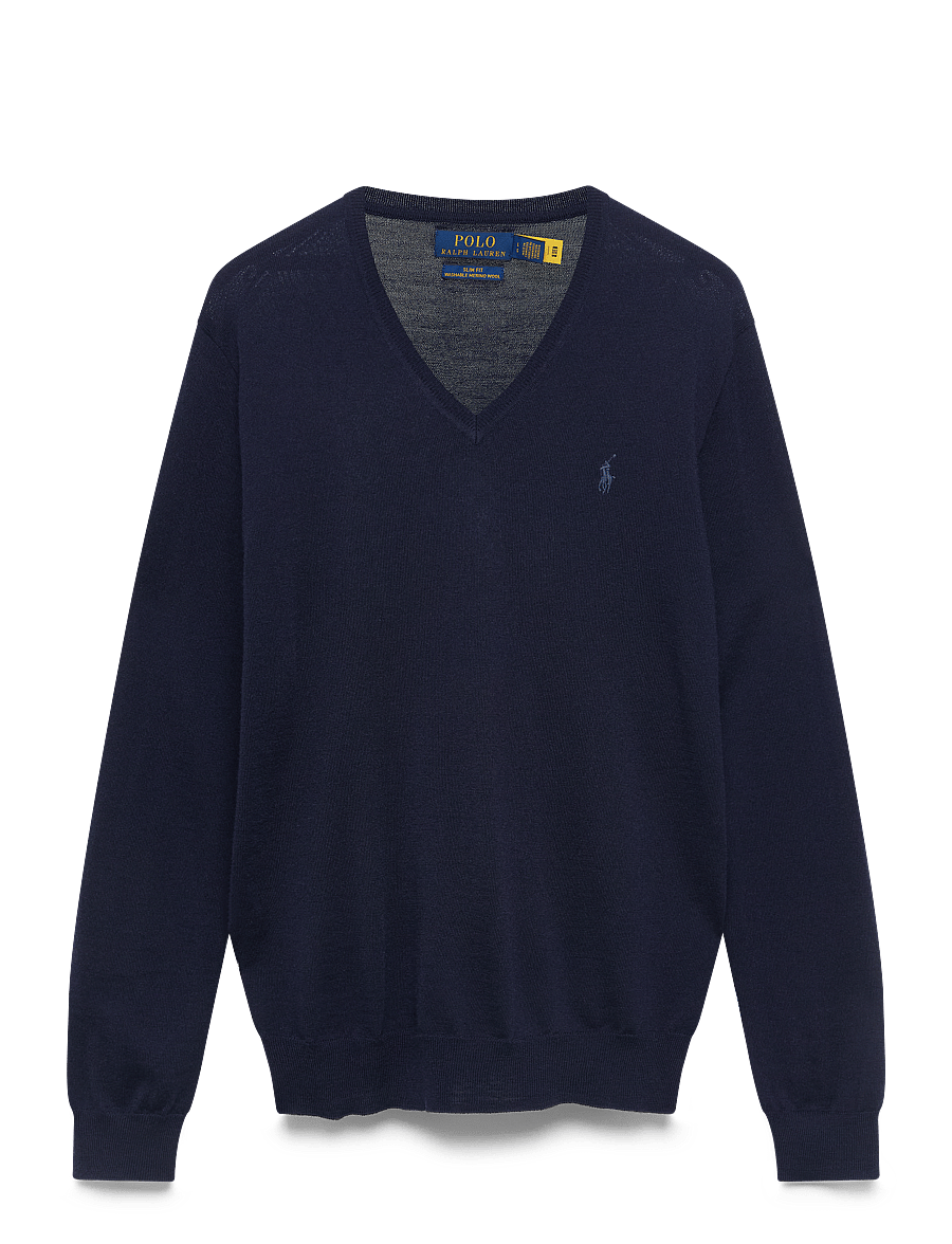Polo Ralph Lauren - Slim Fit Washable Wool V-Neck Sweater - v-ausschnitt - hunter navy - 1