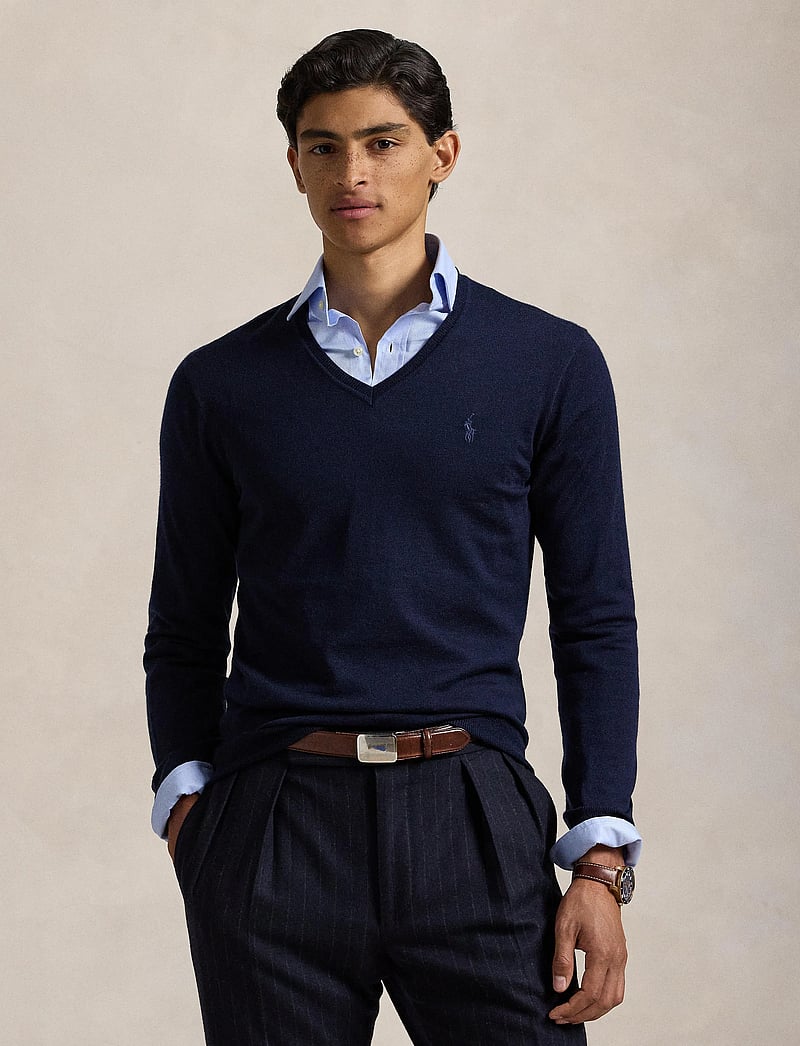 Polo Ralph Lauren - Slim Fit Washable Wool V-Neck Sweater - v-ausschnitt - hunter navy - 4