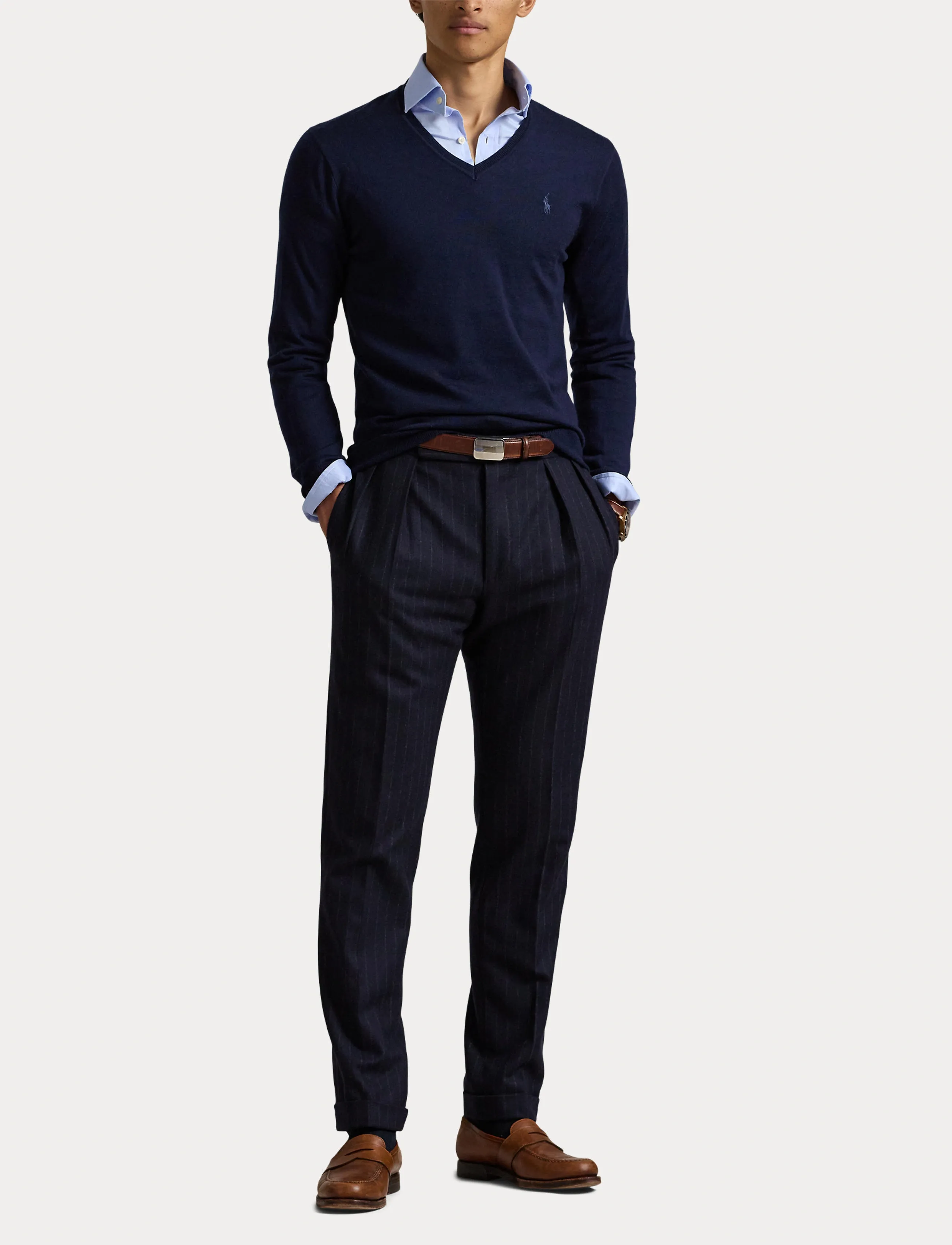 Polo Ralph Lauren - Slim Fit Washable Wool V-Neck Sweater - v-ausschnitt - hunter navy - 5