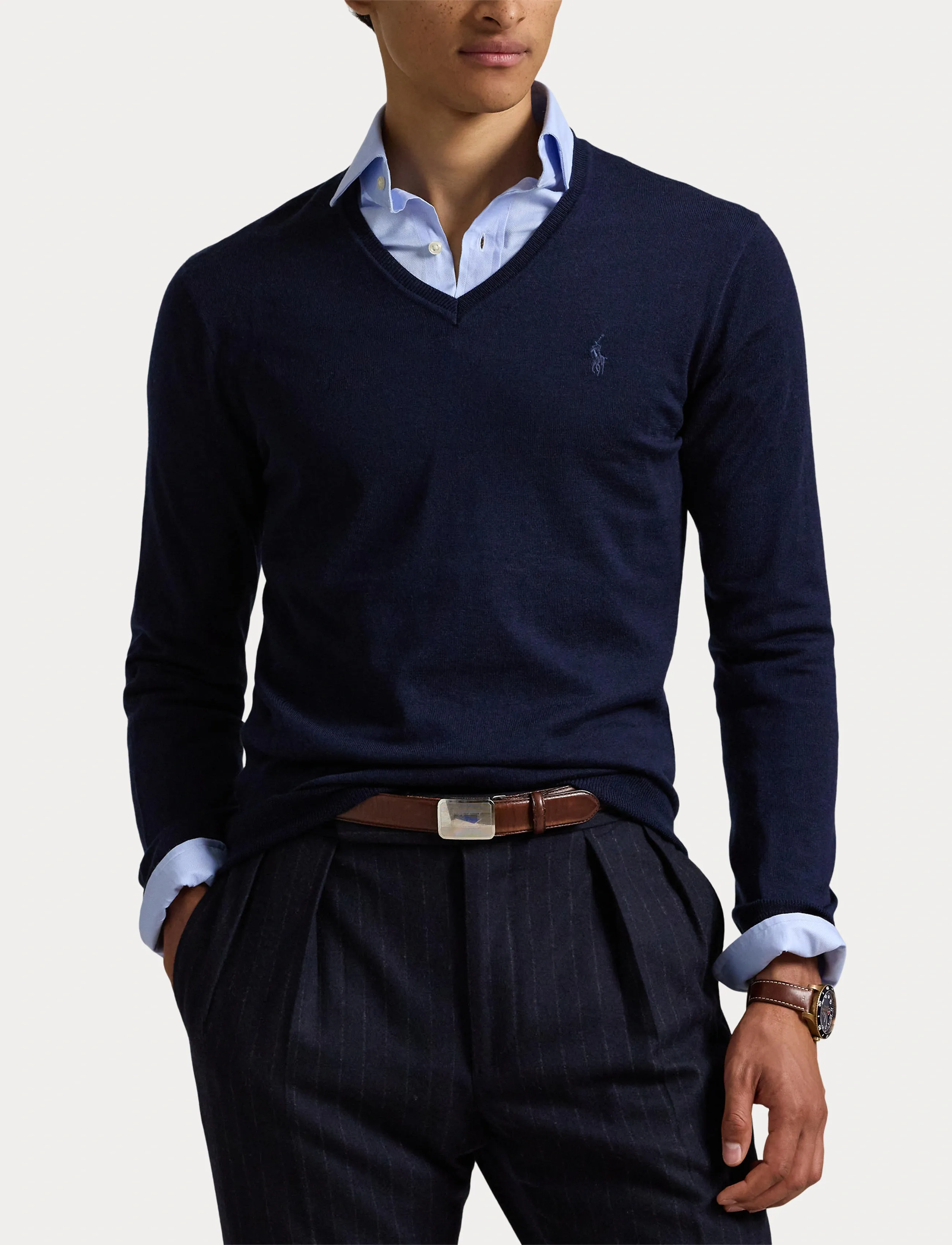Polo Ralph Lauren Slim Fit Washable Wool V-Neck Sweater stickade tröjor herr – bild 5