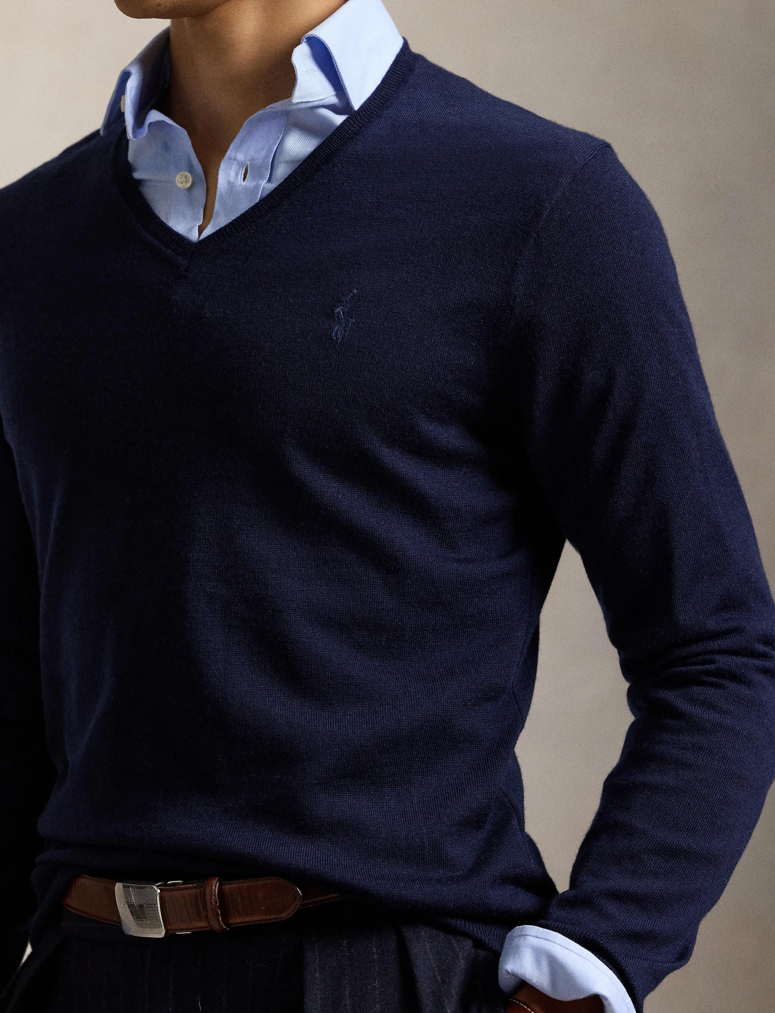 Polo Ralph Lauren Slim Fit Washable Wool V-Neck Sweater stickade tröjor herr – bild 7