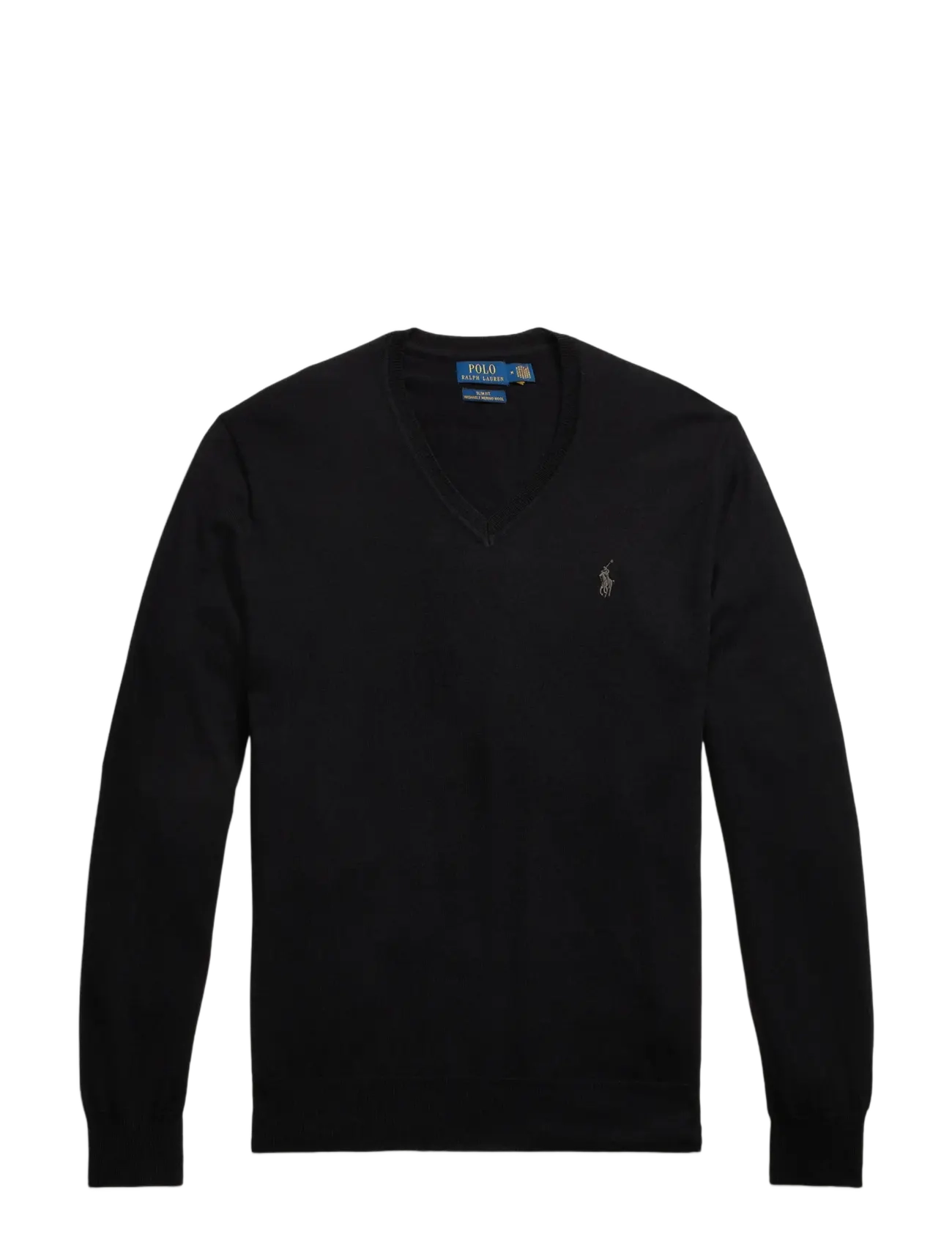 POLO RALPH LAUREN Slim Fit Washable Wolle V-Ausschnitt Pullover Schwarz - XS - Herren