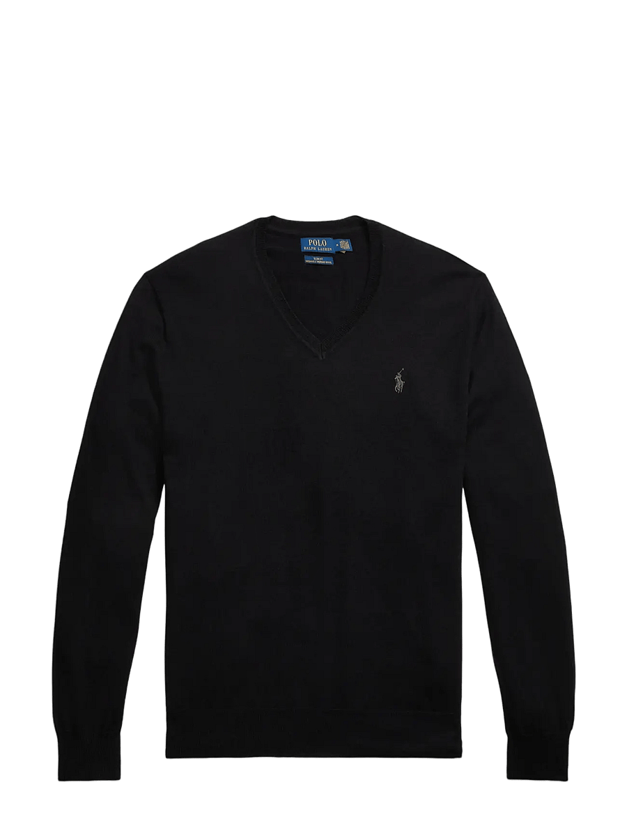 Polo Ralph Lauren - Slim Fit Washable Wool V-Neck Sweater - v-ausschnitt - polo black - 1