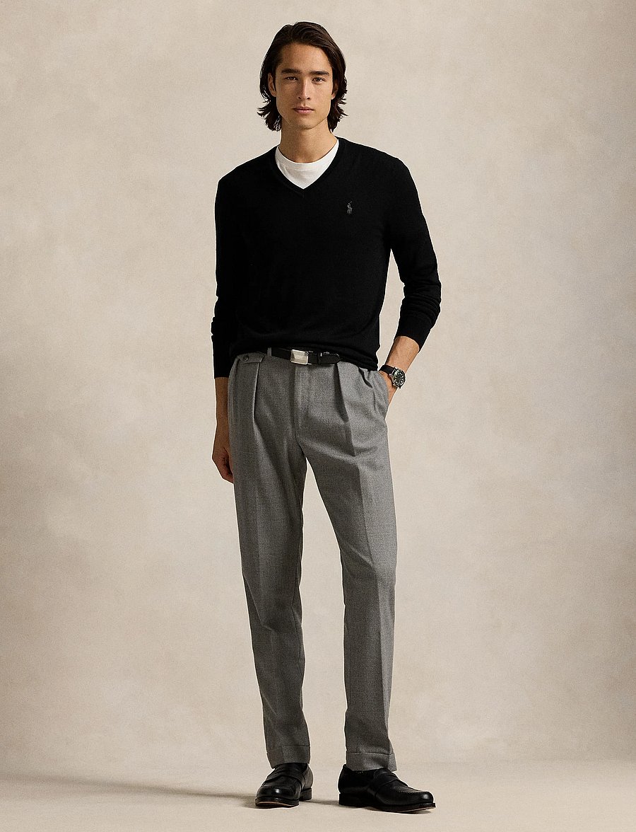 Polo Ralph Lauren - Slim Fit Washable Wool V-Neck Sweater - v-ausschnitt - polo black - 0