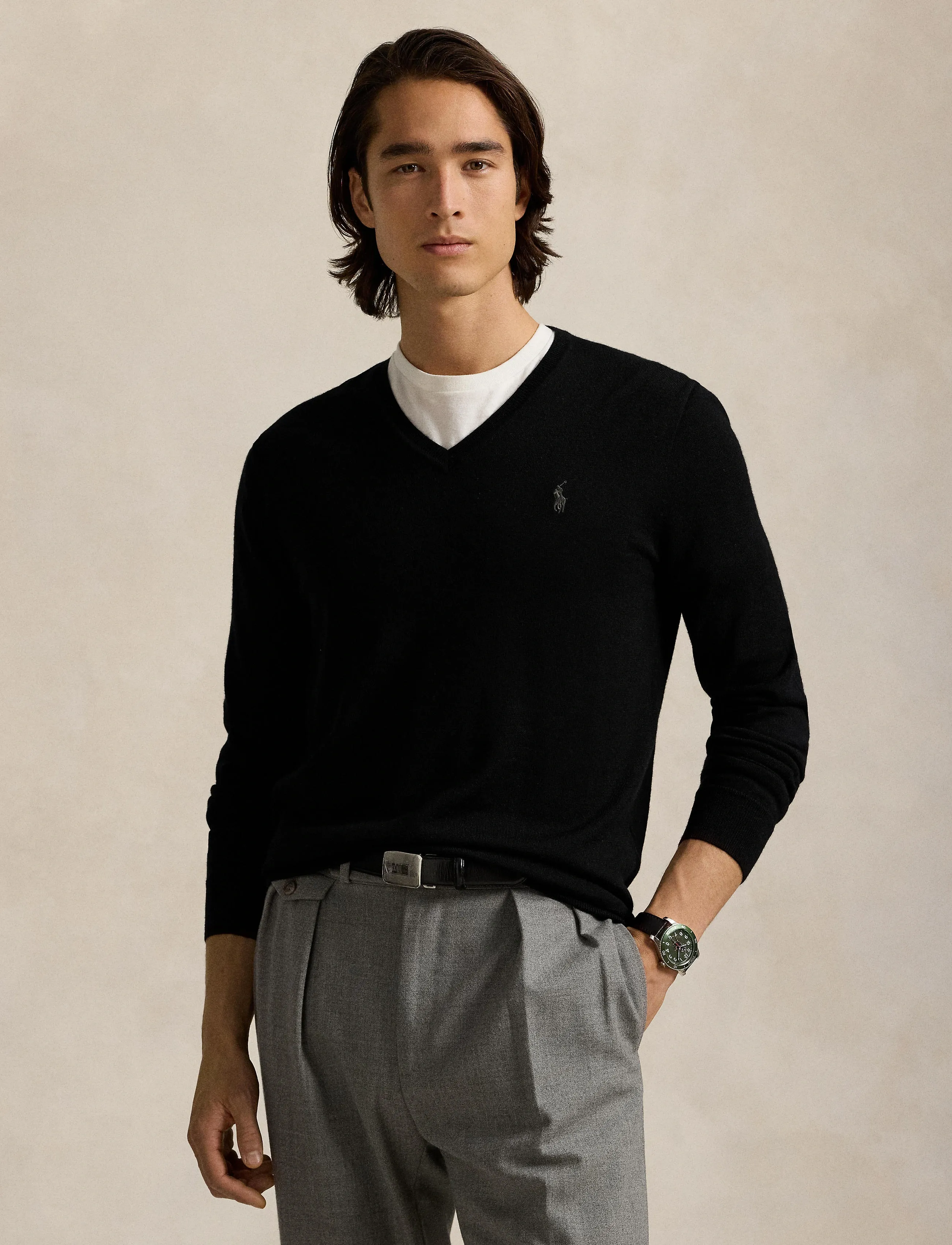Polo Ralph Lauren - Slim Fit Washable Wool V-Neck Sweater - v-hals - polo black - 3