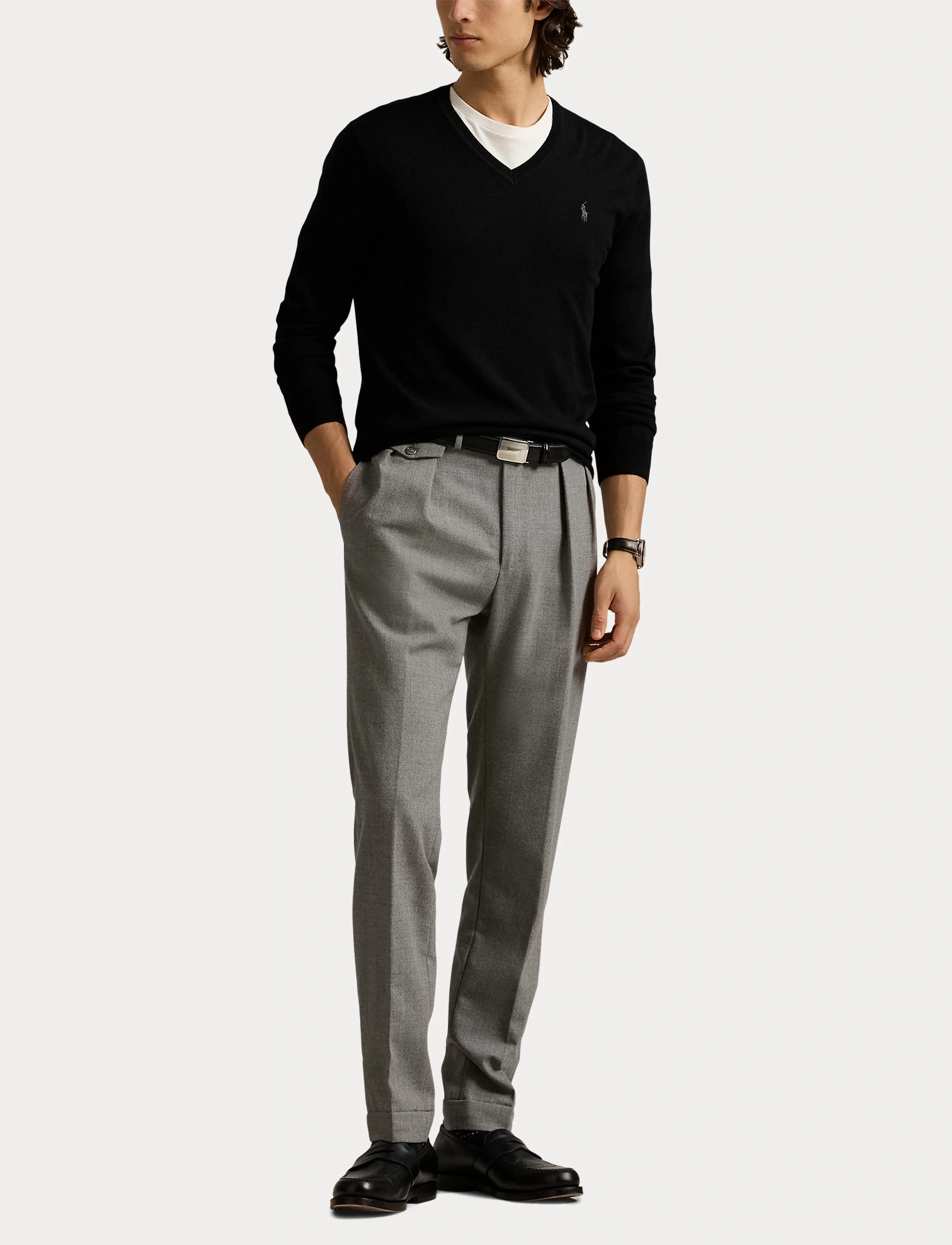 Polo Ralph Lauren - Slim Fit Washable Wool V-Neck Sweater - v-hals - polo black - 4