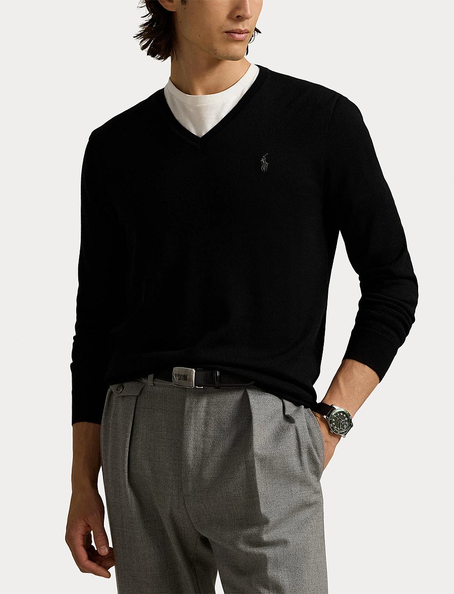 Polo Ralph Lauren - Slim Fit Washable Wool V-Neck Sweater - v-ausschnitt - polo black - 5