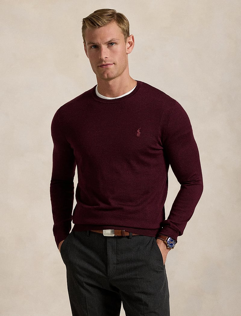 Polo Ralph Lauren - Slim Fit Washable Wool Crewneck Sweater - rund hals - aged wine heather - 3