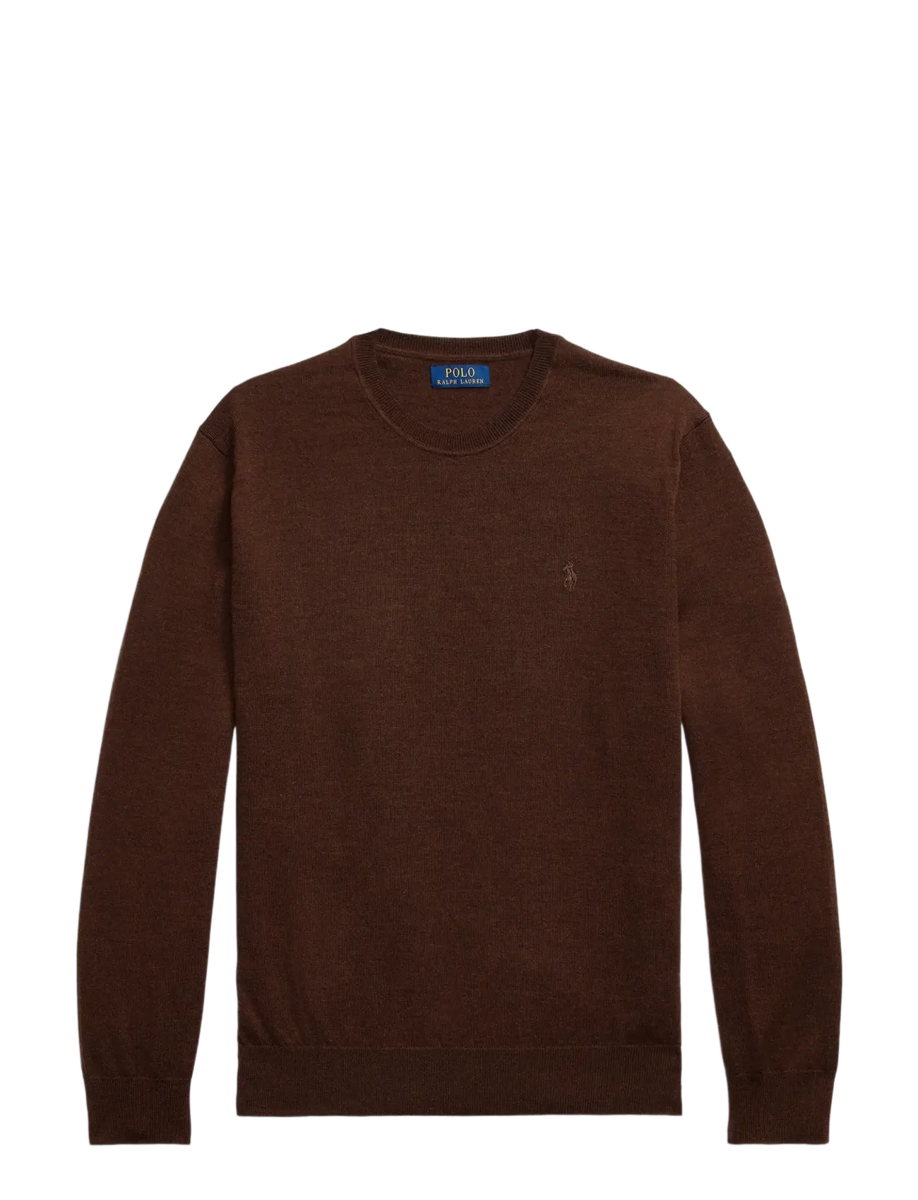 Slim Fit Washable Wool Crewneck Sweater - BURNT BROWN MELAN