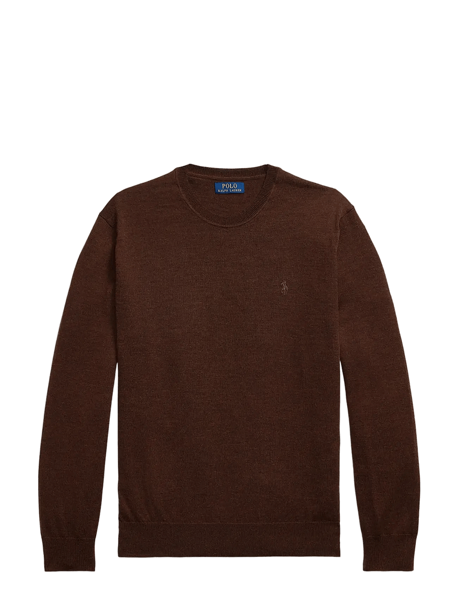 Polo Ralph Lauren - Slim Fit Washable Wool Crewneck Sweater - rundhalsad - burnt brown melan - 1