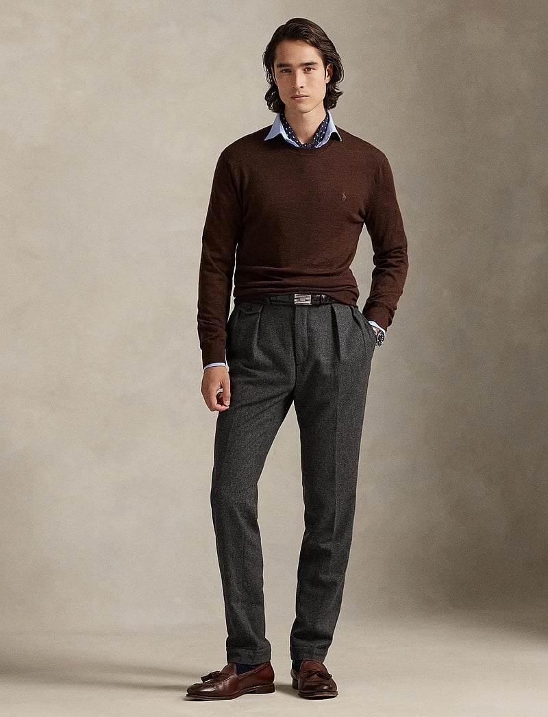 Polo Ralph Lauren - Slim Fit Washable Wool Crewneck Sweater - rund hals - burnt brown melan - 0