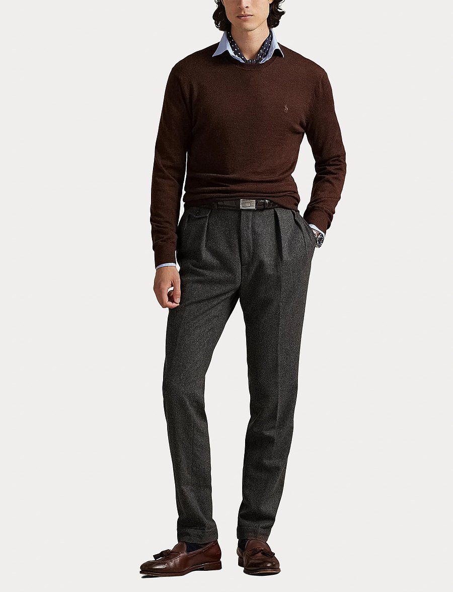 Polo Ralph Lauren - Slim Fit Washable Wool Crewneck Sweater - rundhalsad - burnt brown melan - 4