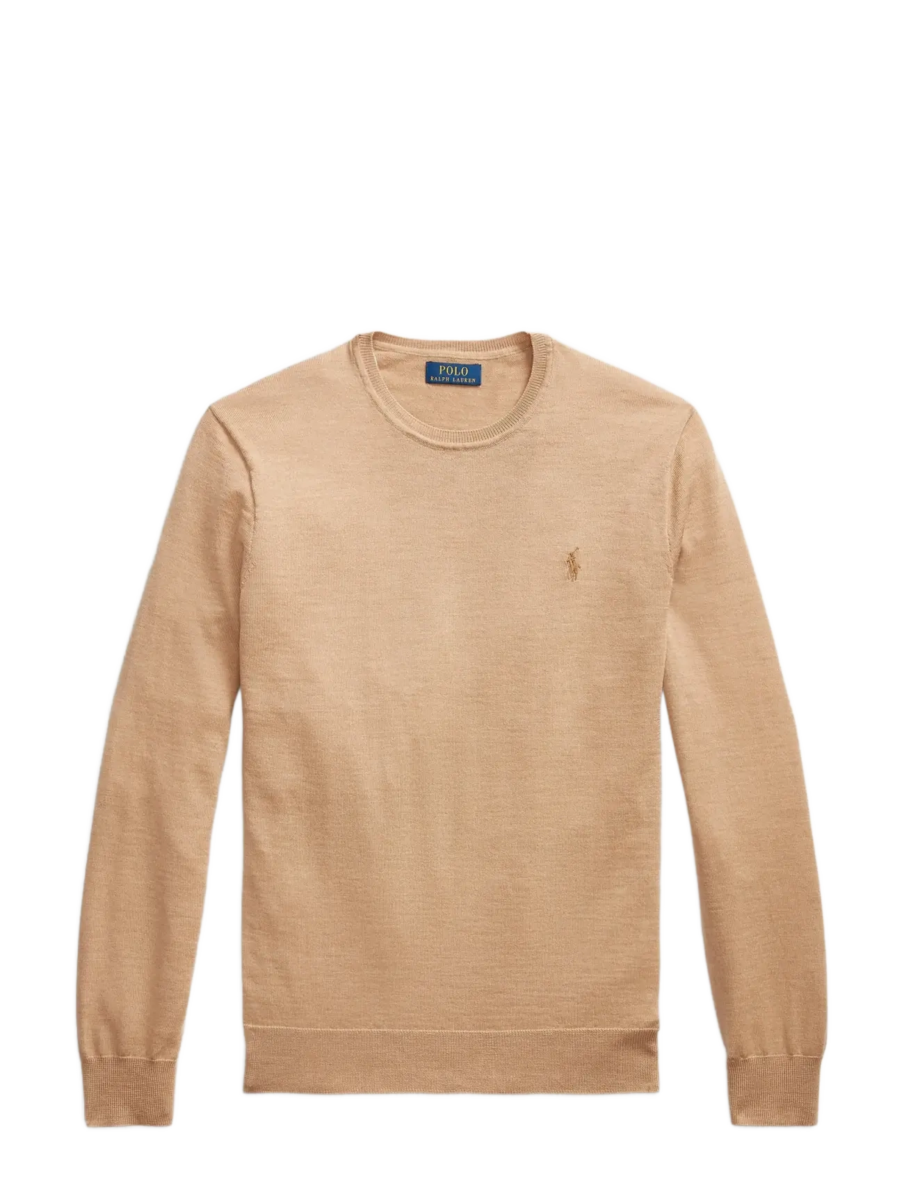Slim Fit Washable Wool Crewneck Sweater - CAMEL MELANGE
