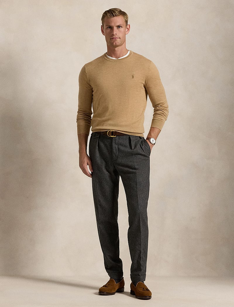 Polo Ralph Lauren - Slim Fit Washable Wool Crewneck Sweater - rundhalsad - camel melange - 0