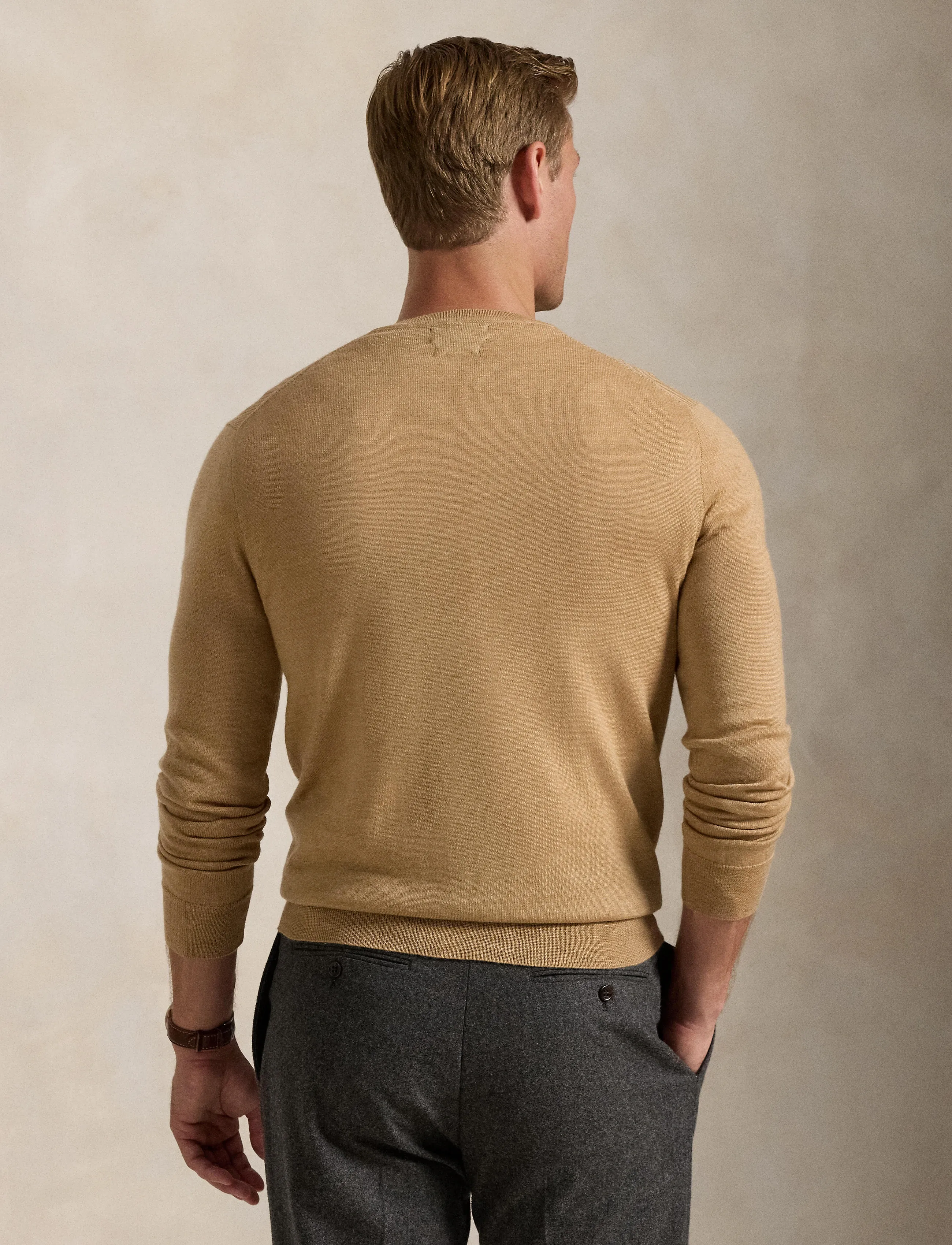 Polo Ralph Lauren - Slim Fit Washable Wool Crewneck Sweater - trøjer - camel melange - 2