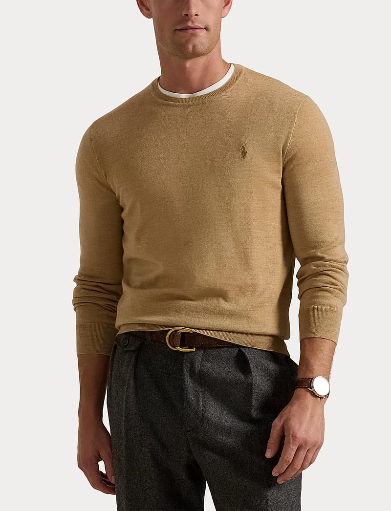 Polo Ralph Lauren - Slim Fit Washable Wool Crewneck Sweater - rundhalsad - camel melange - 5