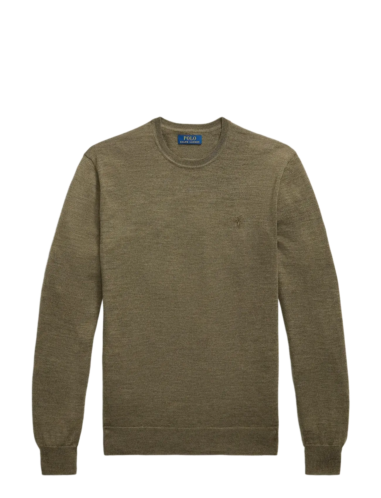 Slim Fit Washable Wool Crewneck Sweater - CARGO OLIVE HEATH