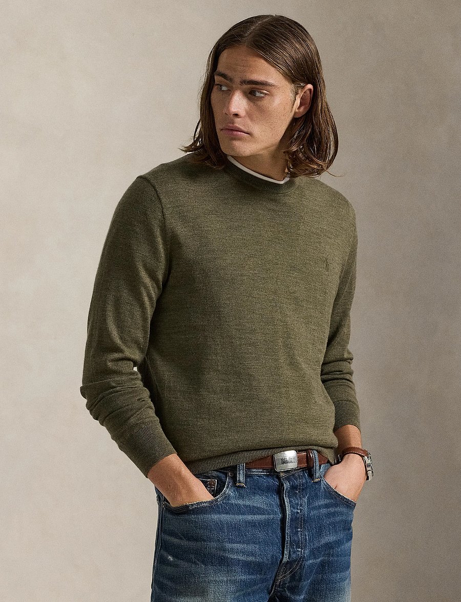 Polo Ralph Lauren - Slim Fit Washable Wool Crewneck Sweater - rund hals - cargo olive heath - 3