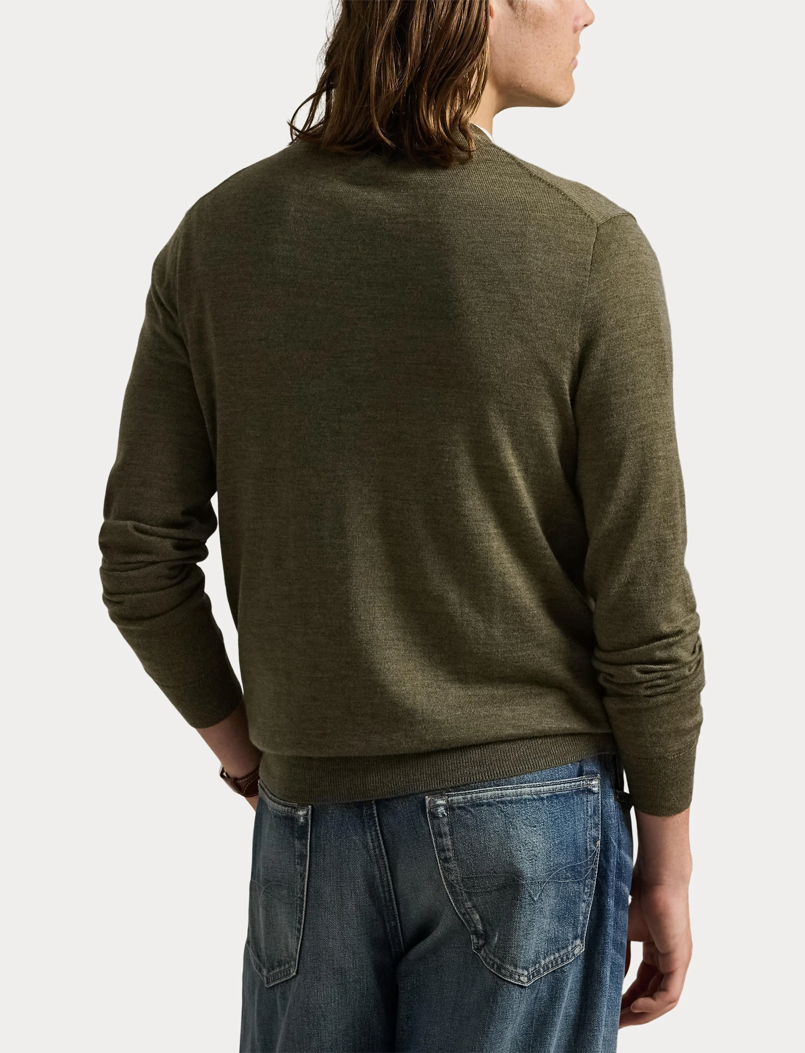 Polo Ralph Lauren Slim Fit Washable Wool Crewneck Sweater - Tänavastiil - CARGO OLIVE HEATH / green