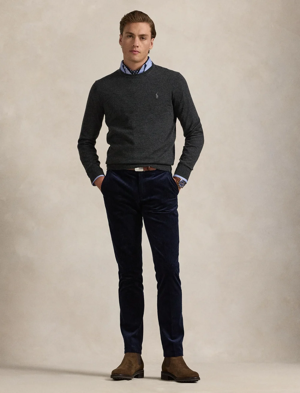 Polo Ralph Lauren - 2/30 MERINO WL RWS-LSL-PLO - rundhalsad - dark granite hthr - 0