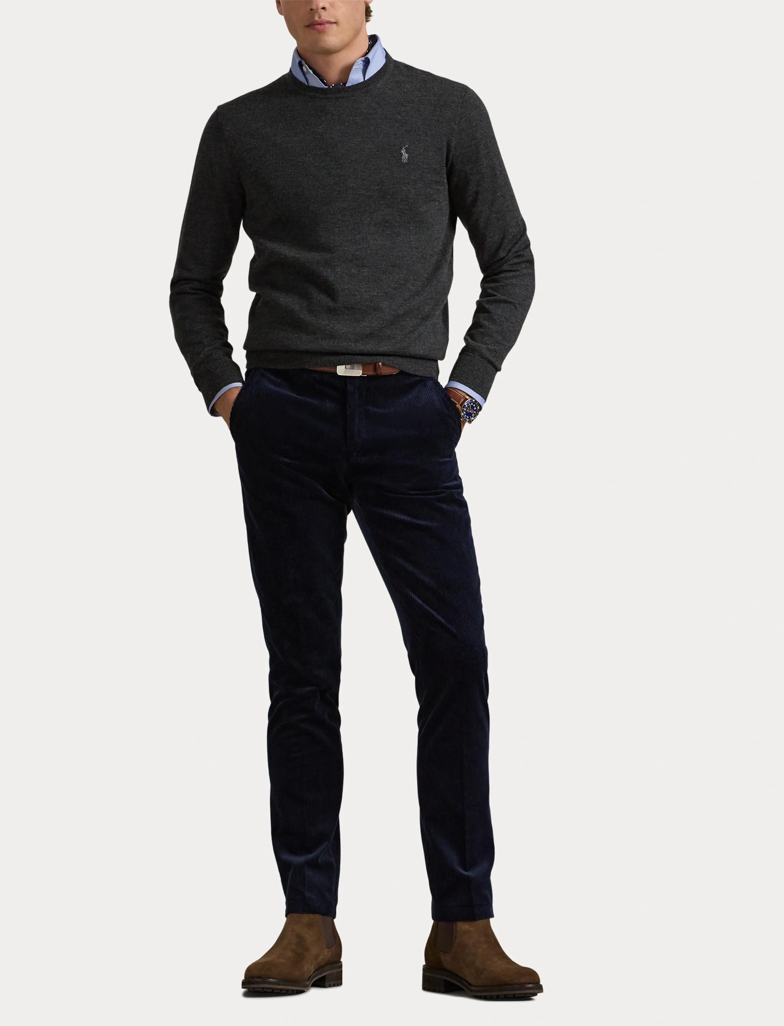 Polo Ralph Lauren - Slim Fit Washable Wool Crewneck Sweater - basic-strickmode - dark granite hthr - 4