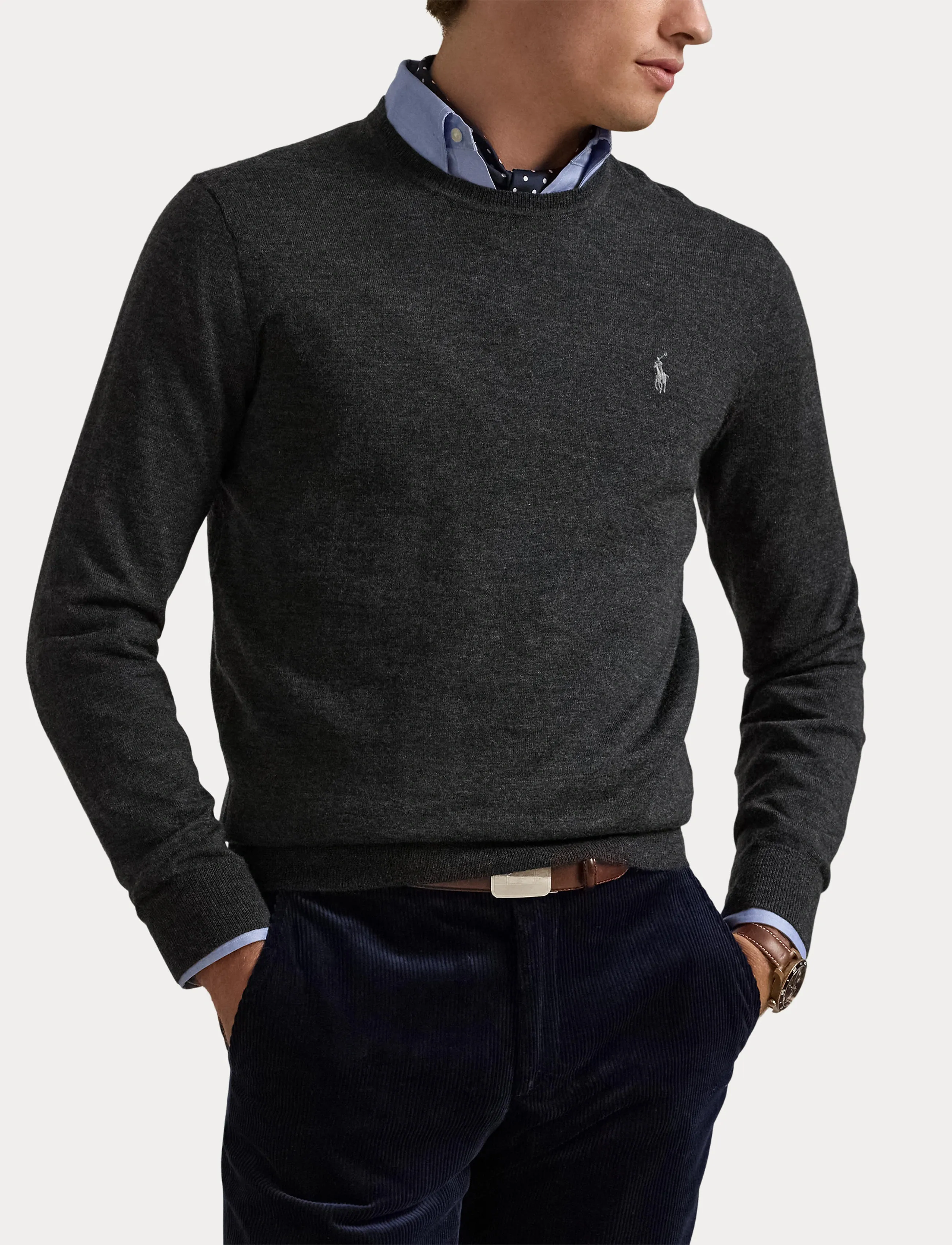 Polo Ralph Lauren - Slim Fit Washable Wool Crewneck Sweater - basic-strickmode - dark granite hthr - 5