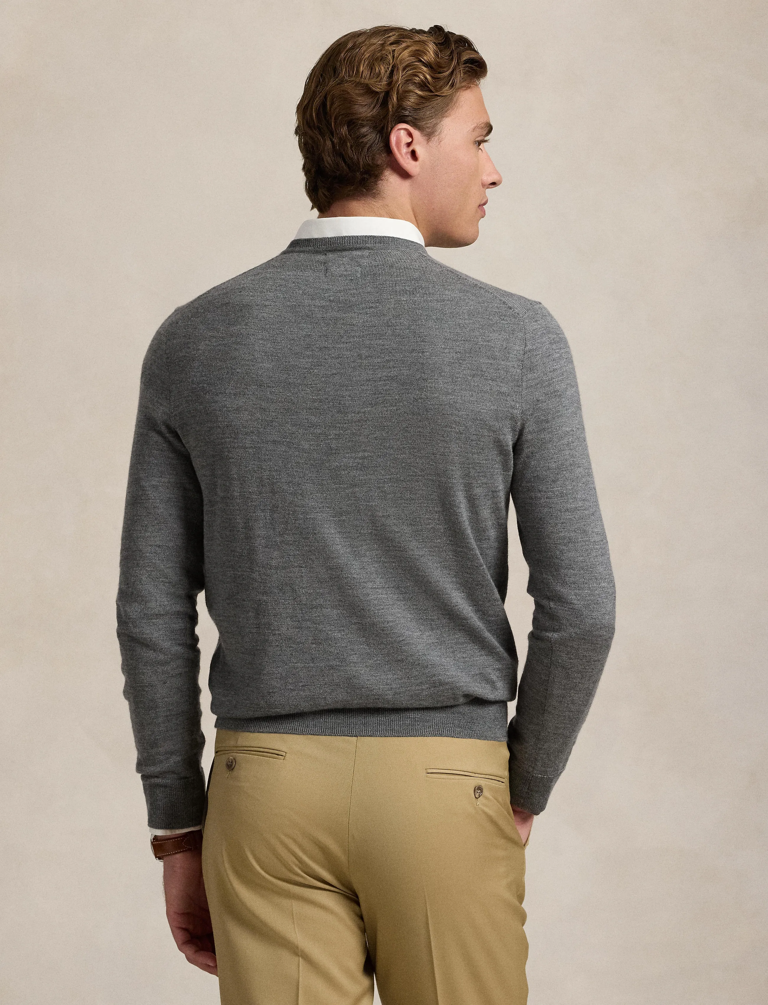 Polo Ralph Lauren - Slim Fit Washable Wool Crewneck Sweater - rund hals - fawn grey heather - 2