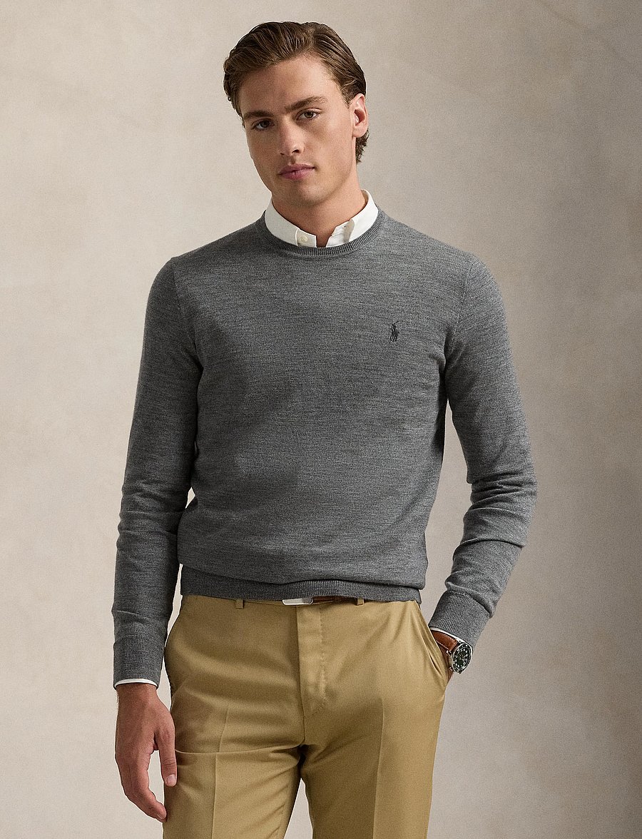 Polo Ralph Lauren - Slim Fit Washable Wool Crewneck Sweater - rund hals - fawn grey heather - 3