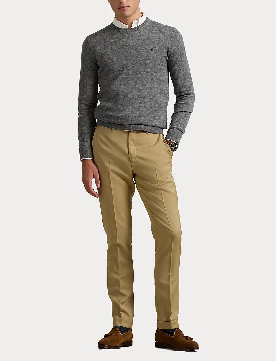 Polo Ralph Lauren - Slim Fit Washable Wool Crewneck Sweater - rund hals - fawn grey heather - 4