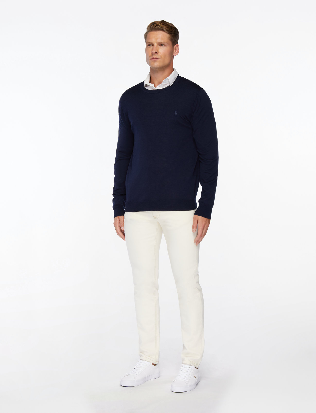 Polo Ralph Lauren - Slim Fit Washable Wool Crewneck Sweater - rund hals - hunter navy - 4