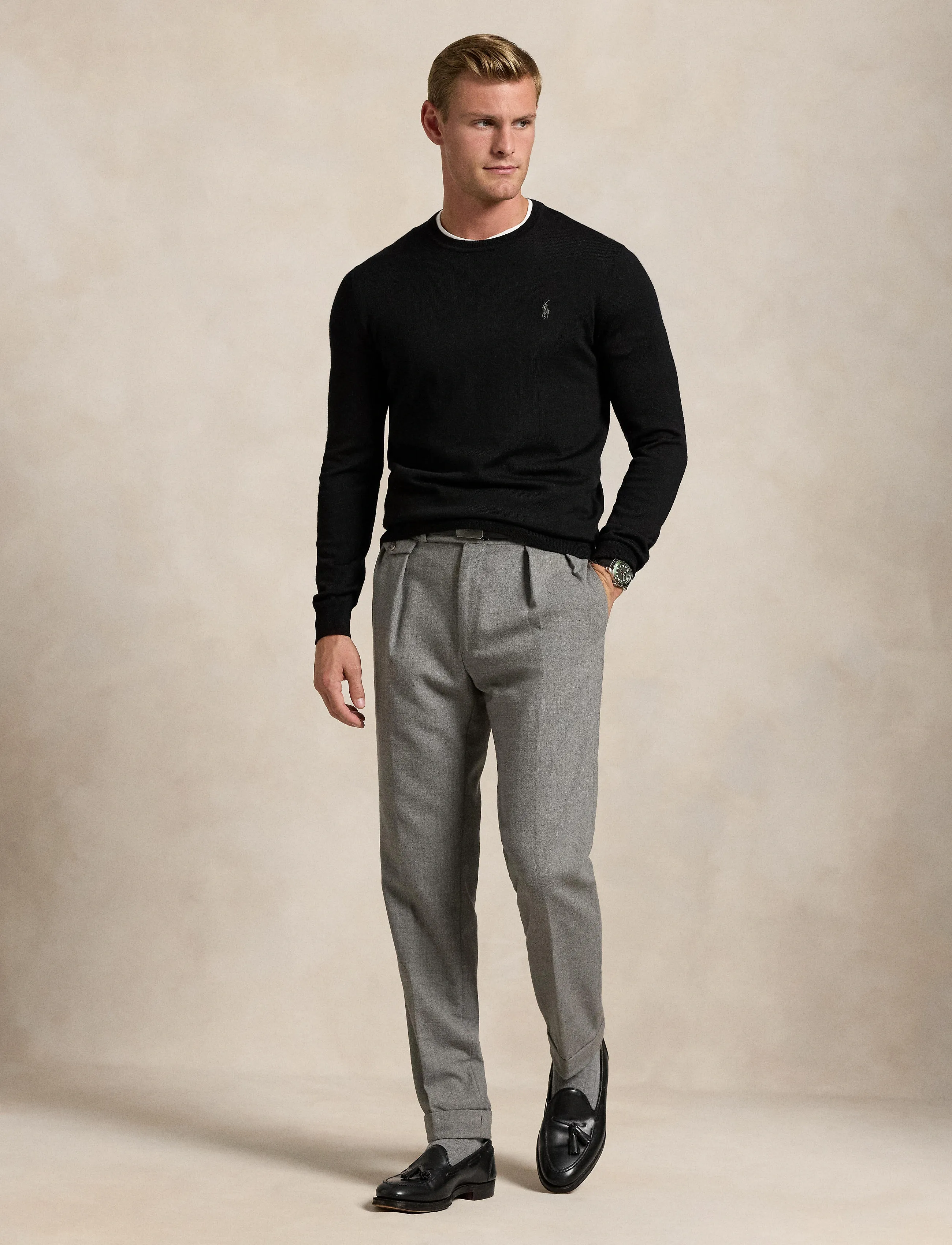 Polo Ralph Lauren Slim Fit Washable Wool Crewneck Sweater - Kudumid - POLO BLACK / black