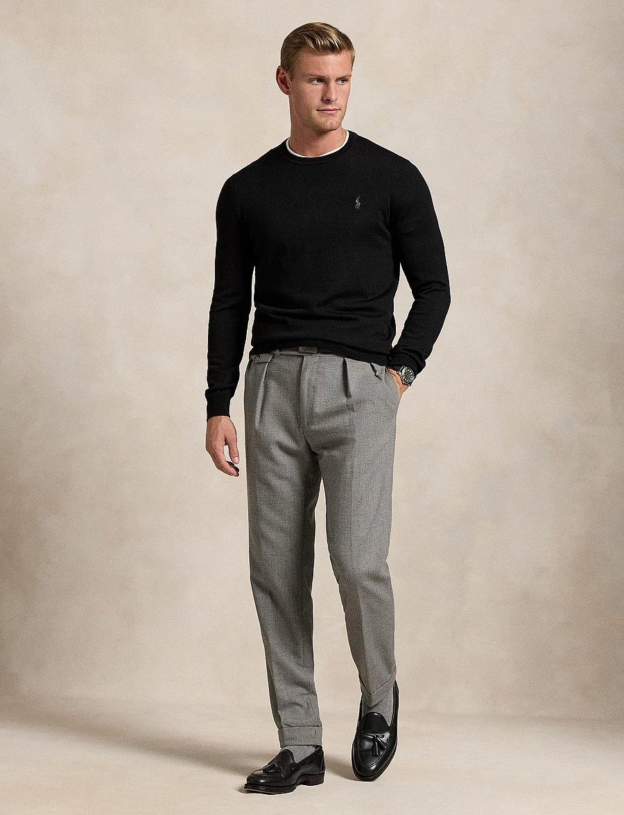 Polo Ralph Lauren - Slim Fit Washable Wool Crewneck Sweater - Ümmarguse kaelusega kudumid - polo black - 0