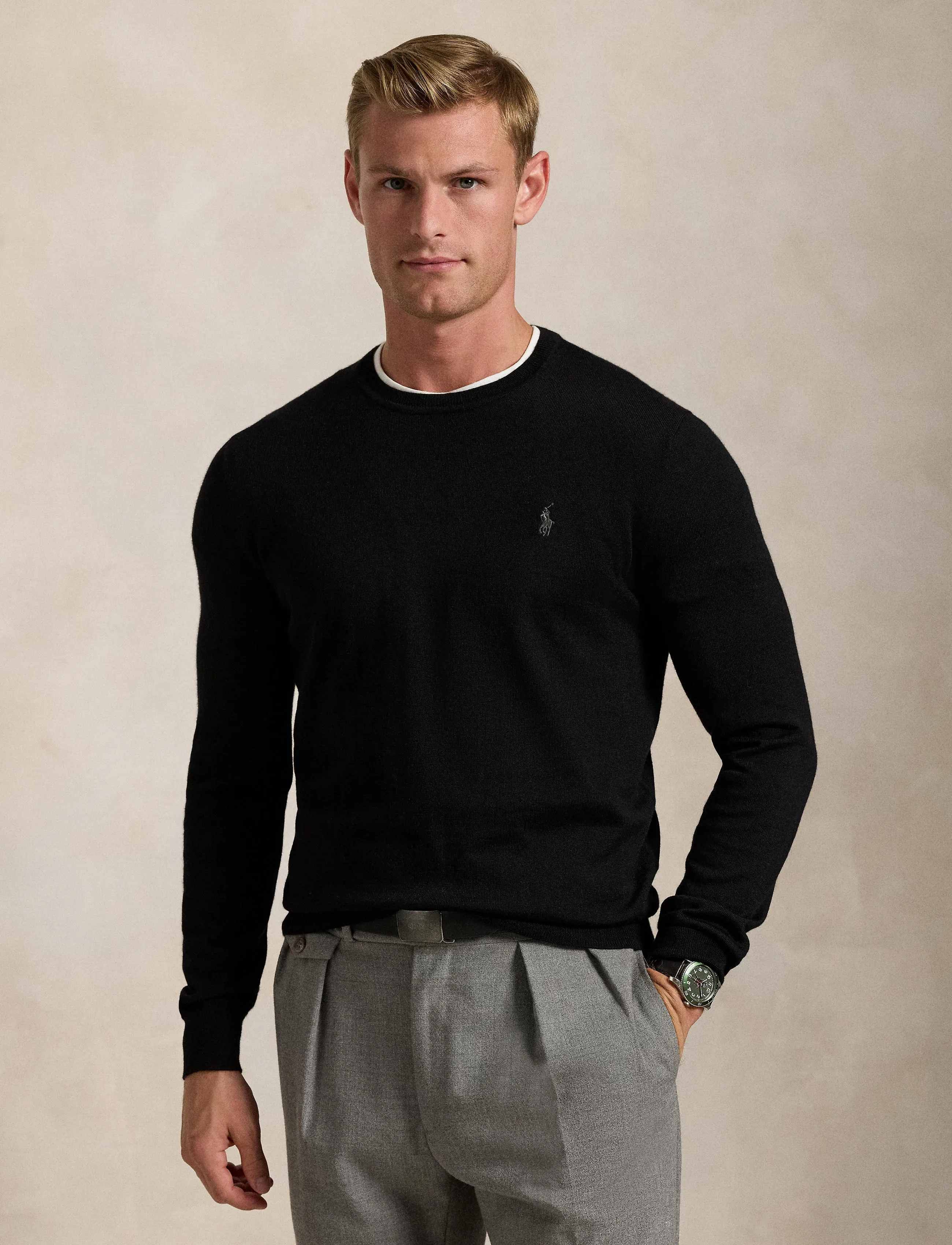 Polo Ralph Lauren - Slim Fit Washable Wool Crewneck Sweater - Ümmarguse kaelusega kudumid - polo black - 3
