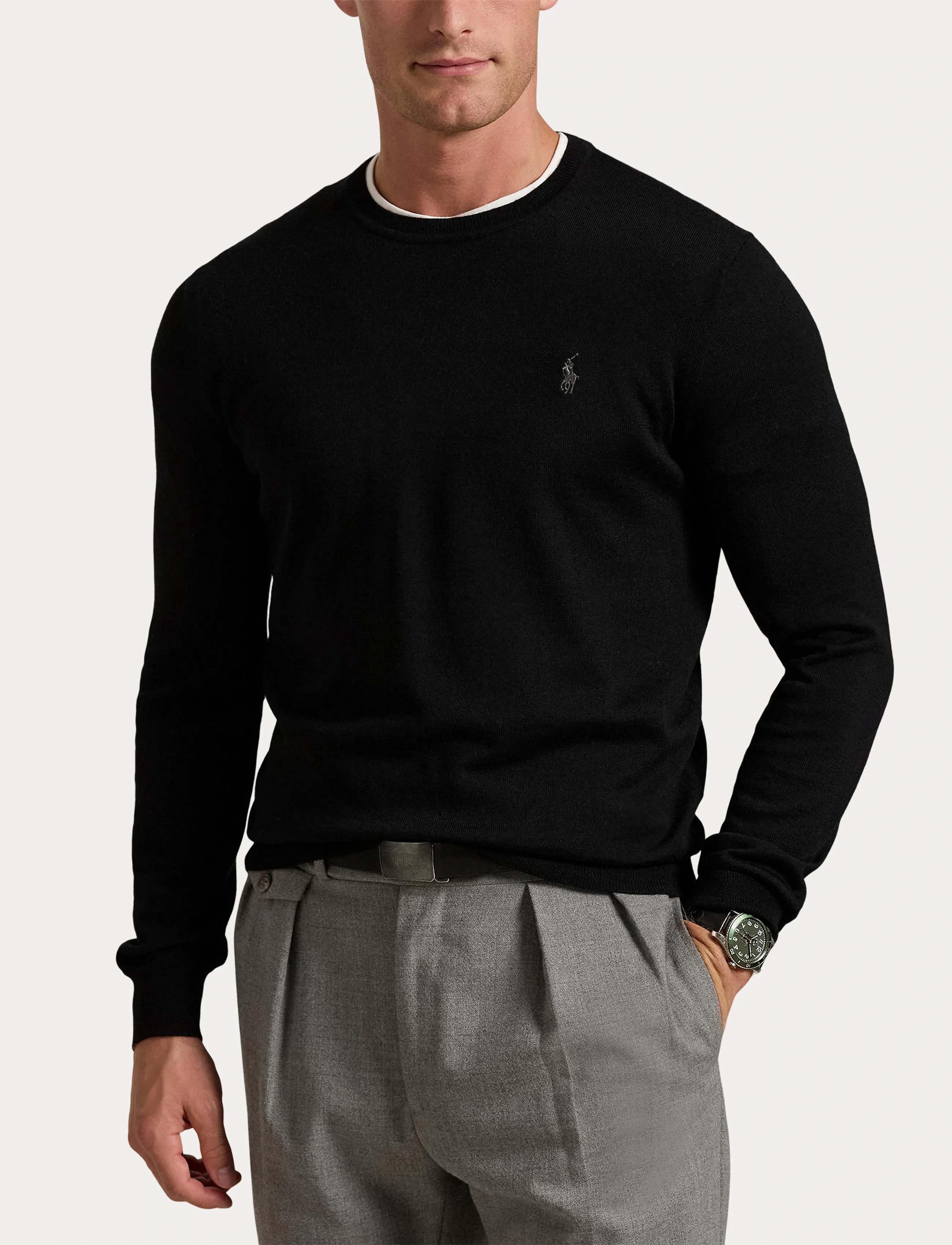 Polo Ralph Lauren - Slim Fit Washable Wool Crewneck Sweater - Ümmarguse kaelusega kudumid - polo black - 5
