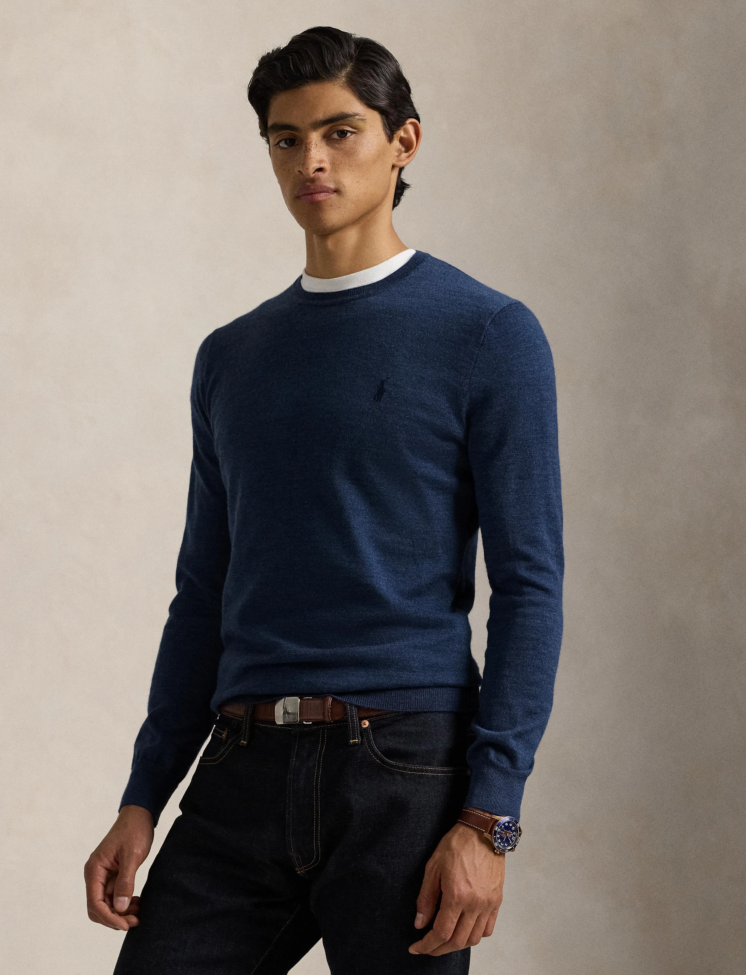 Polo Ralph Lauren - Slim Fit Washable Wool Crewneck Sweater - trøjer - rustic navy heath - 3