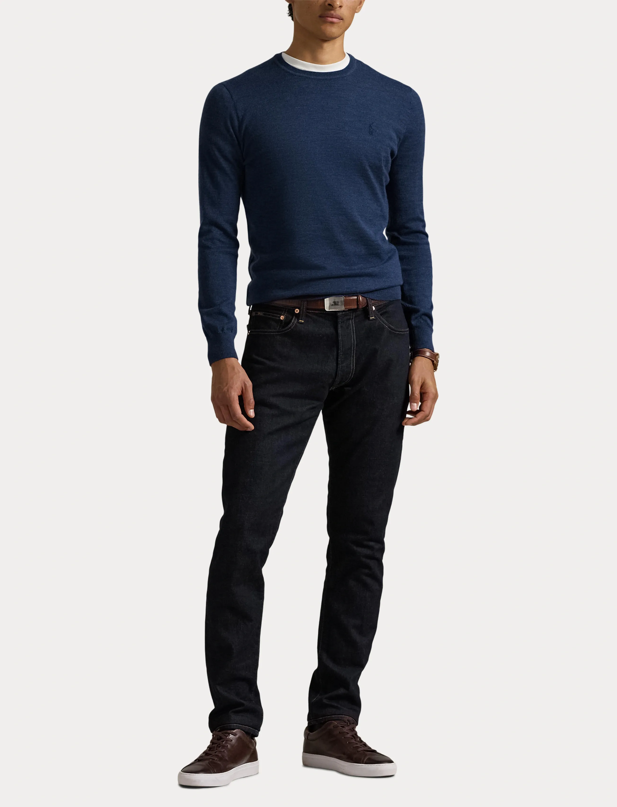 Polo Ralph Lauren - Slim Fit Washable Wool Crewneck Sweater - basic knitwear - rustic navy heath - 4
