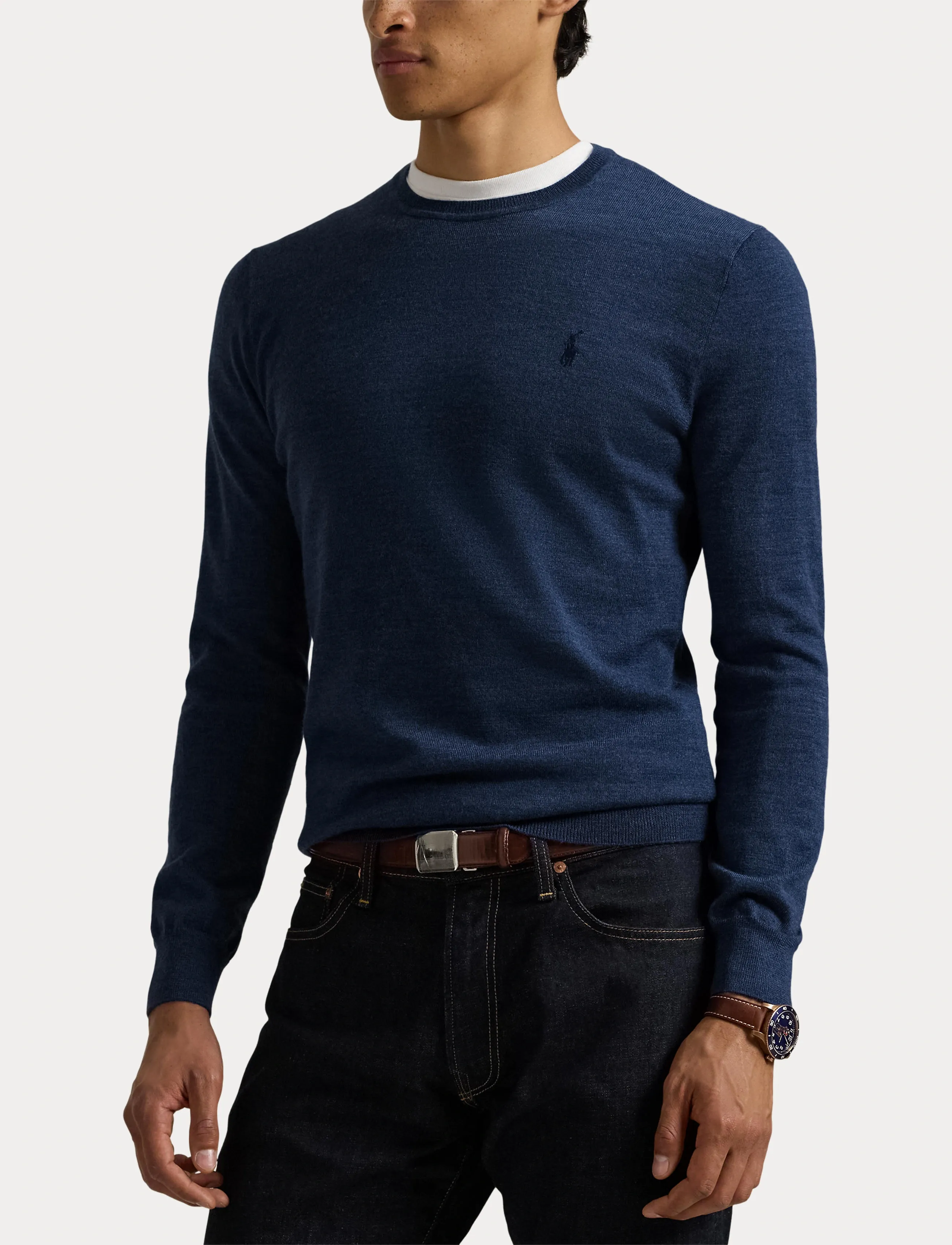 Polo Ralph Lauren - Slim Fit Washable Wool Crewneck Sweater - trøjer - rustic navy heath - 5