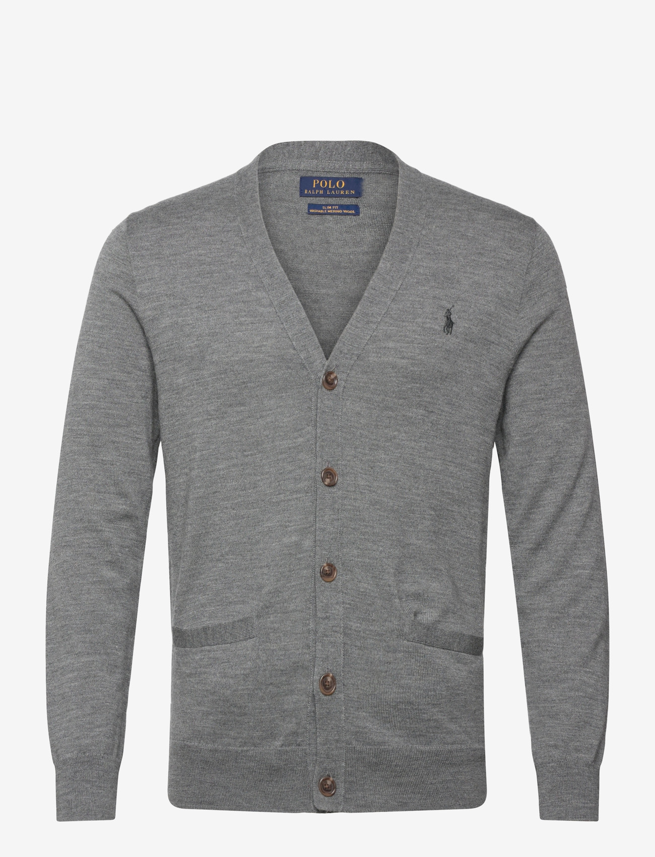 Polo Ralph Lauren - Slim Fit Washable Wool V-Neck Cardigan - koftor - fawn grey heather - 0