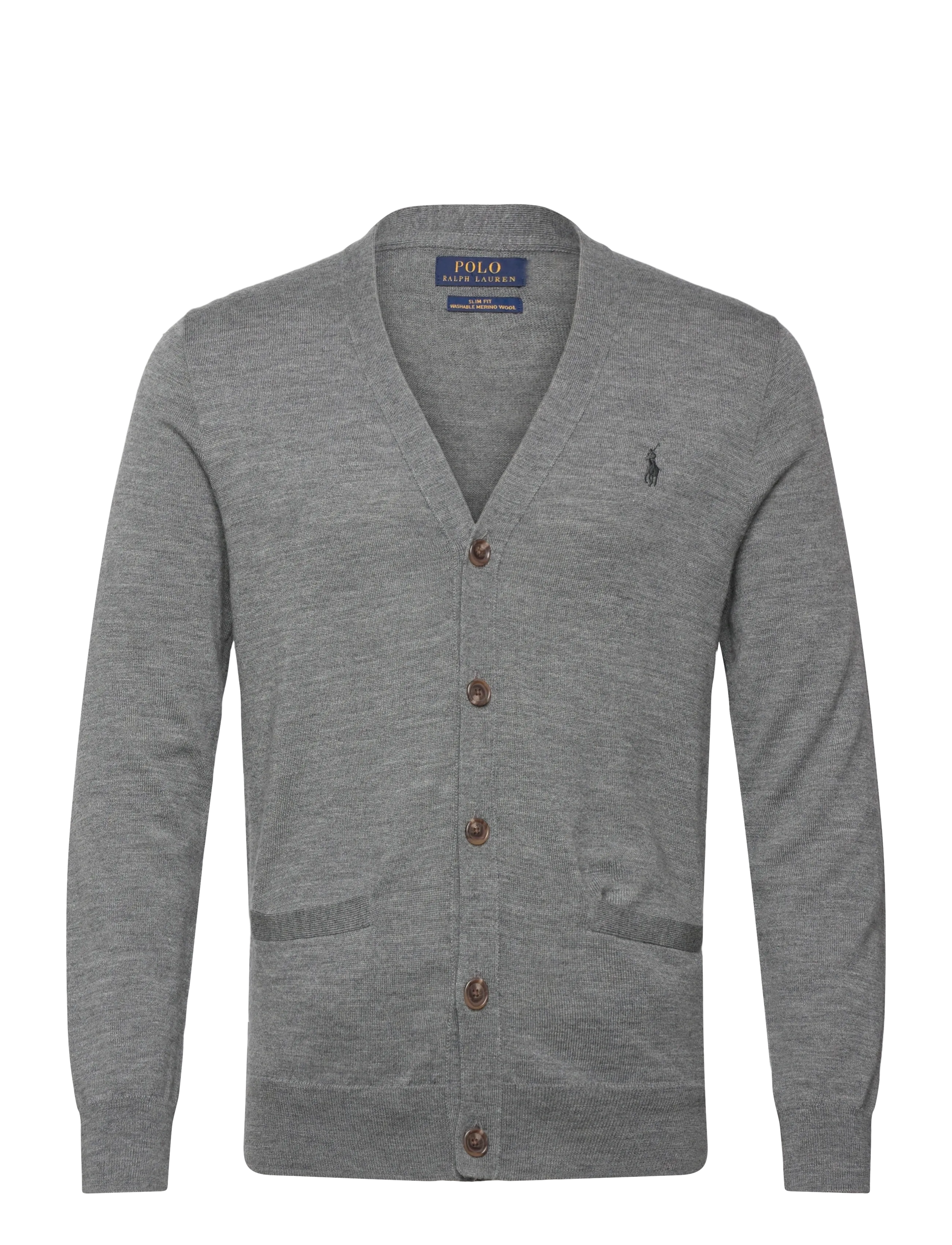 Polo Ralph Lauren Slim Fit Washable Wool V-Neck Cardigan - Kardiganid - FAWN GREY HEATHER / grey