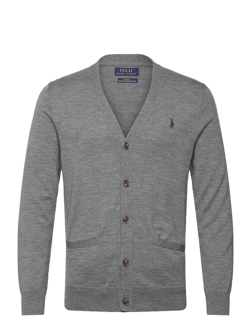 Polo Ralph Lauren - Slim Fit Washable Wool V-Neck Cardigan - koftor - fawn grey heather - 0