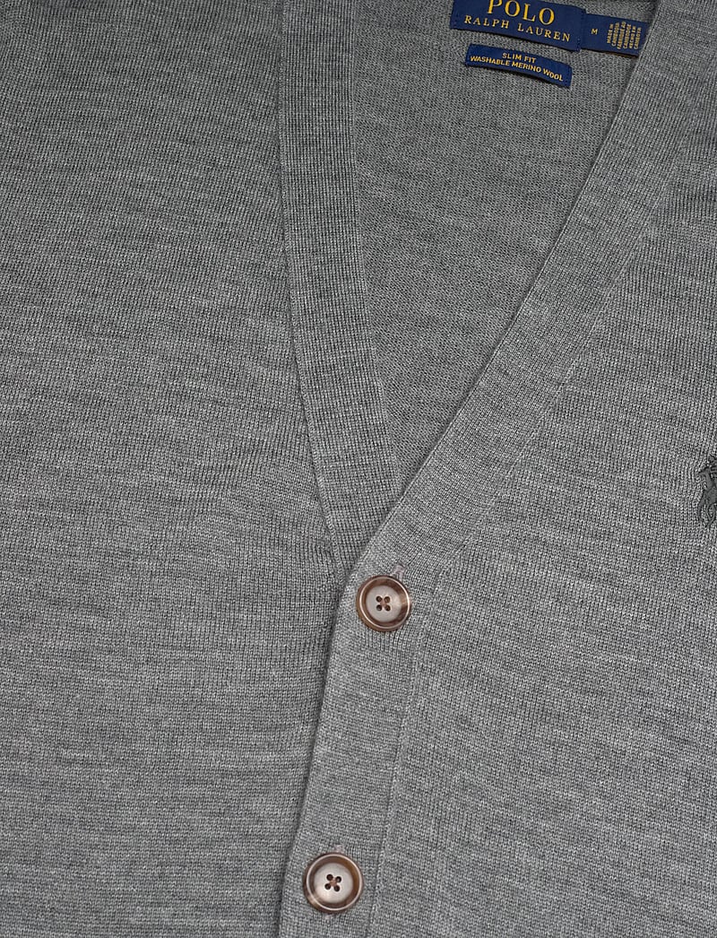 Polo Ralph Lauren - Slim Fit Washable Wool V-Neck Cardigan - koftor - fawn grey heather - 2