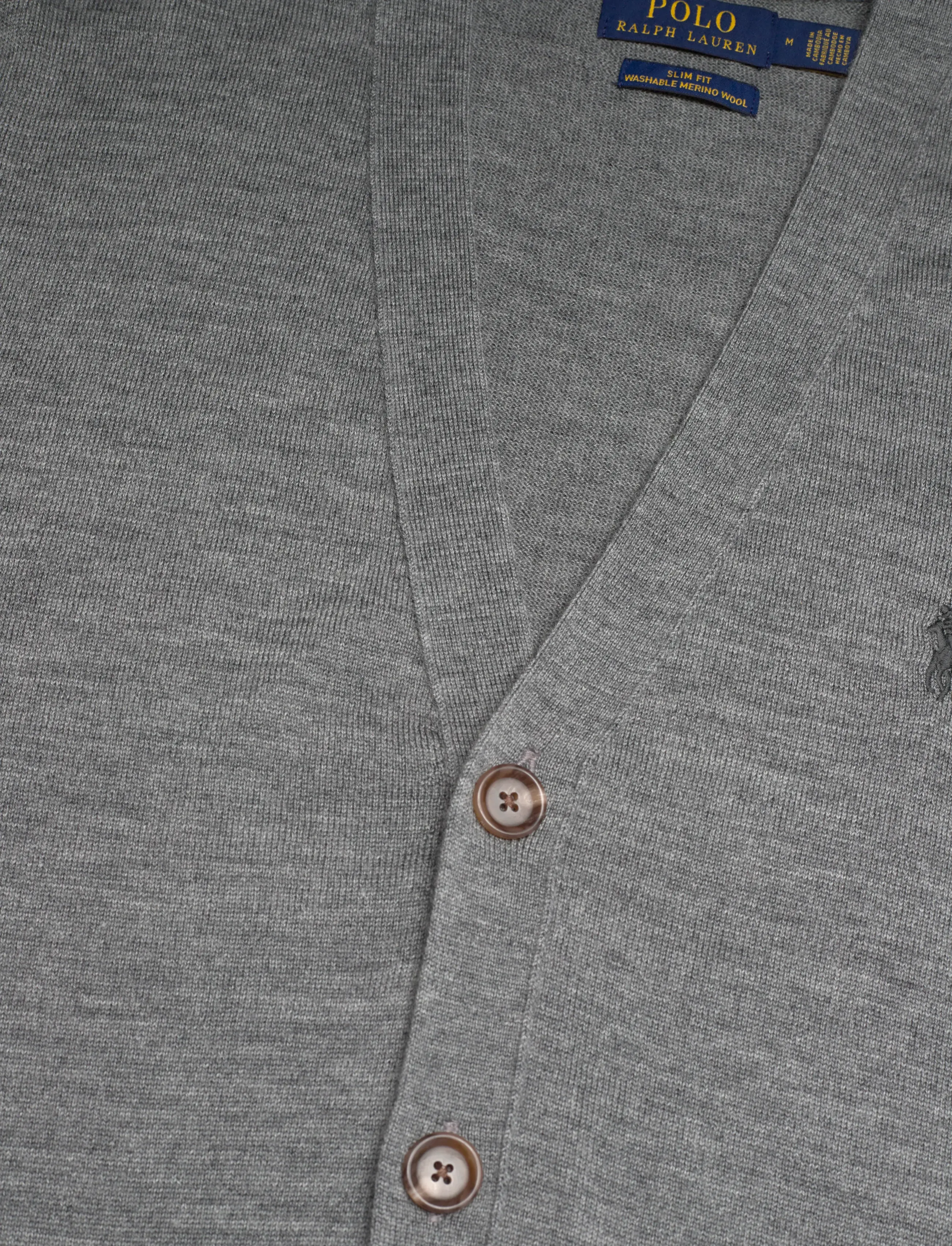 Polo Ralph Lauren - Slim Fit Washable Wool V-Neck Cardigan - cardigans - fawn grey heather - 2