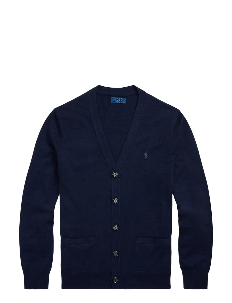 Polo Ralph Lauren - Slim Fit Washable Wool V-Neck Cardigan - cardigans - hunter navy - 1