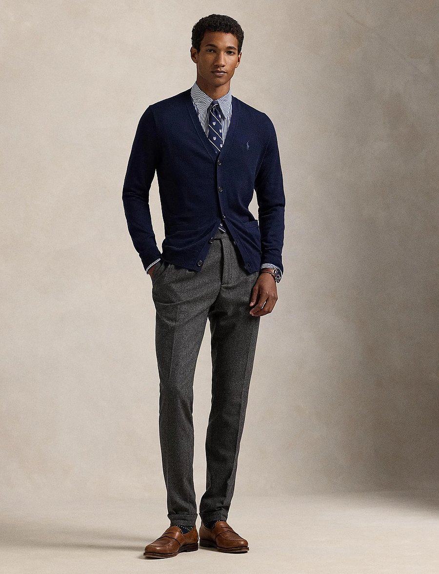 Polo Ralph Lauren - Slim Fit Washable Wool V-Neck Cardigan - cardigans - hunter navy - 0