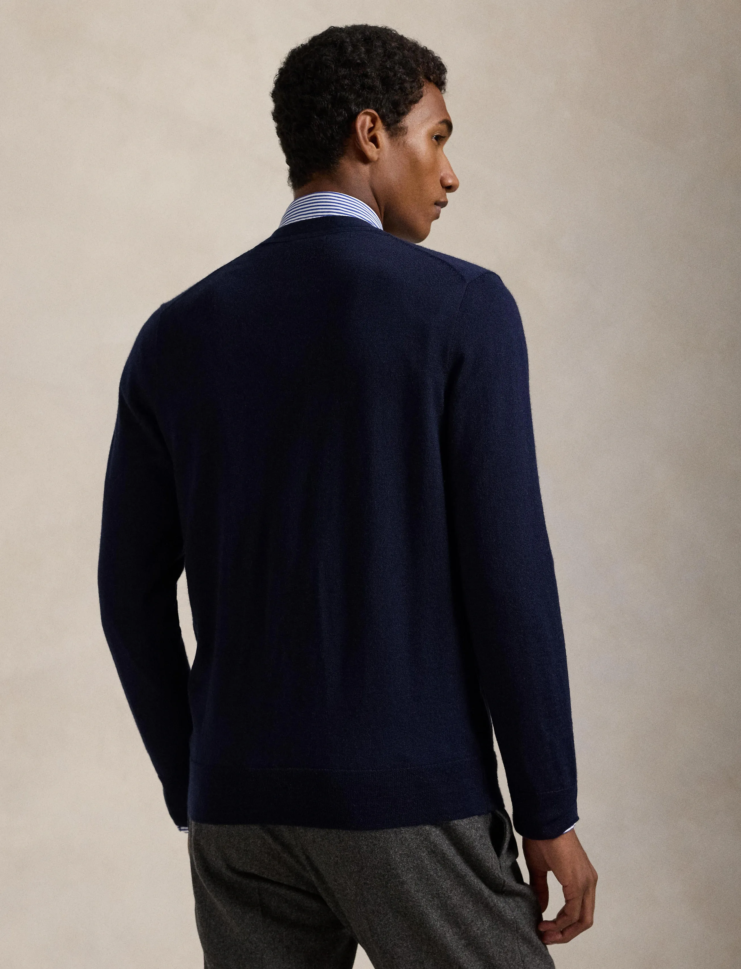 Polo Ralph Lauren - Slim Fit Washable Wool V-Neck Cardigan - cardigans - hunter navy - 2