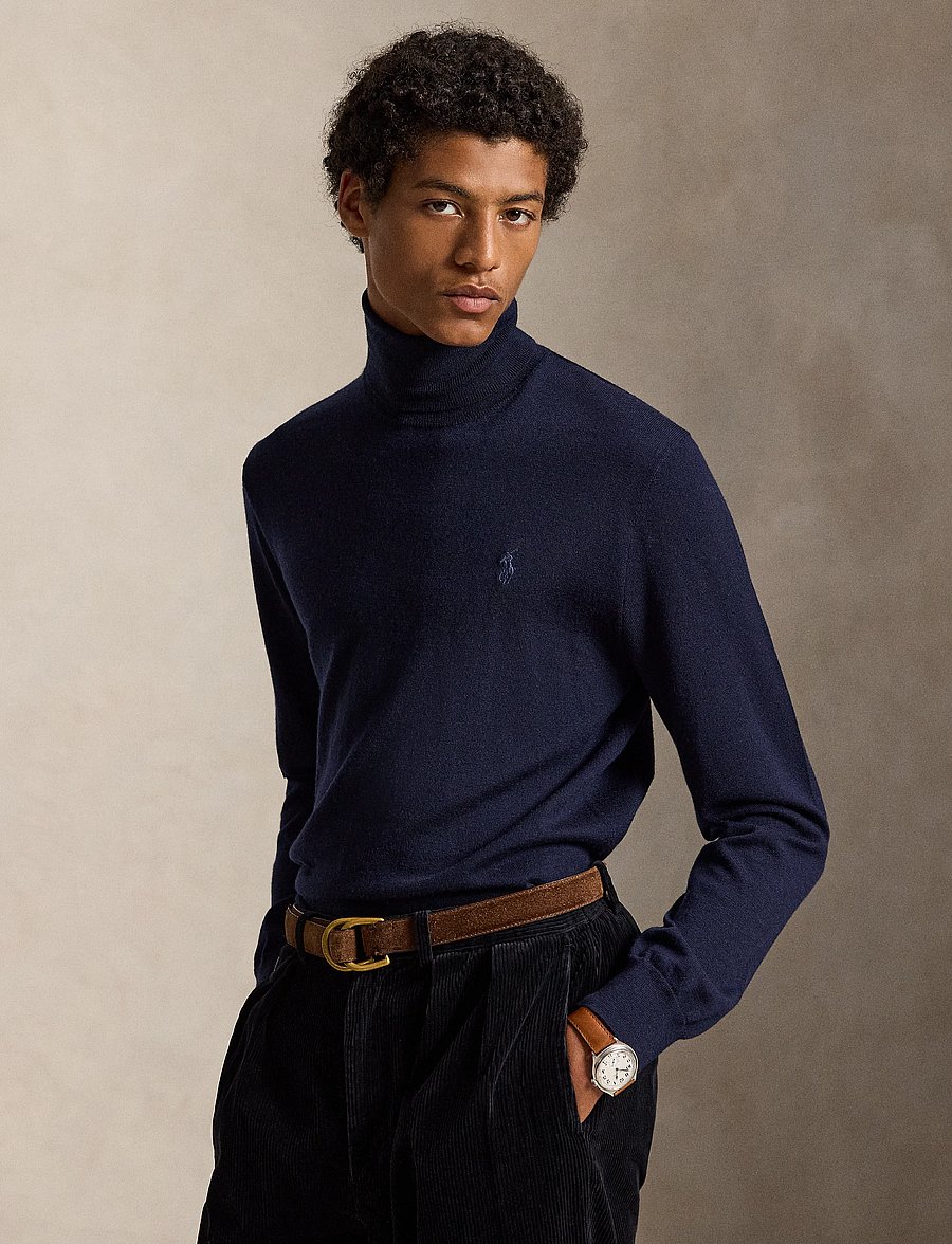 Polo Ralph Lauren - Washable Wool Turtleneck Sweater - kõrge kaelusega - hunter navy - 0