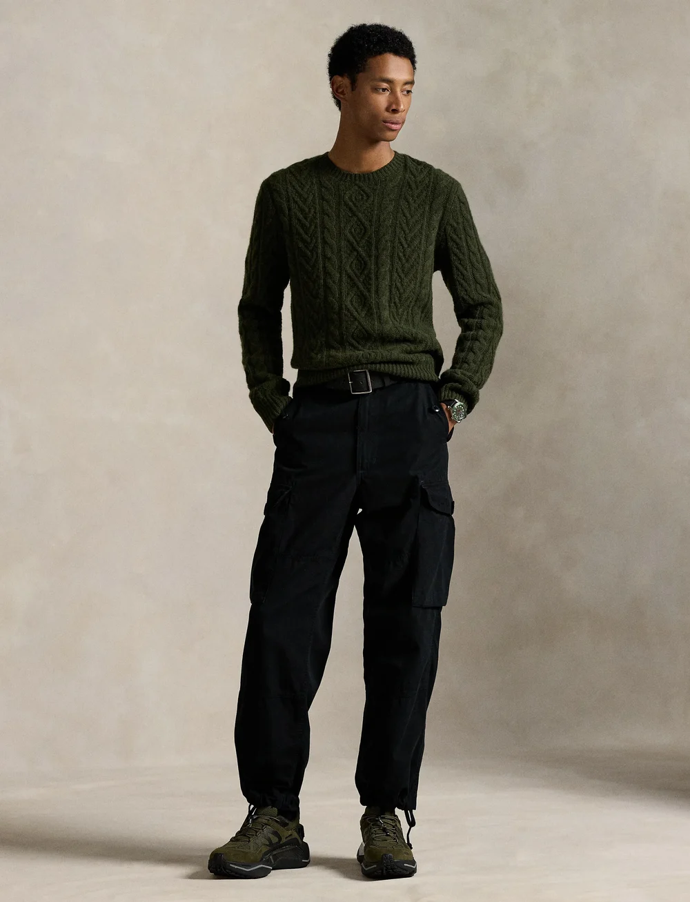 Polo Ralph Lauren - Wool-Alpaca Fisherman’s Sweater - Ümmarguse kaelusega kudumid - leaf green heathe - 0